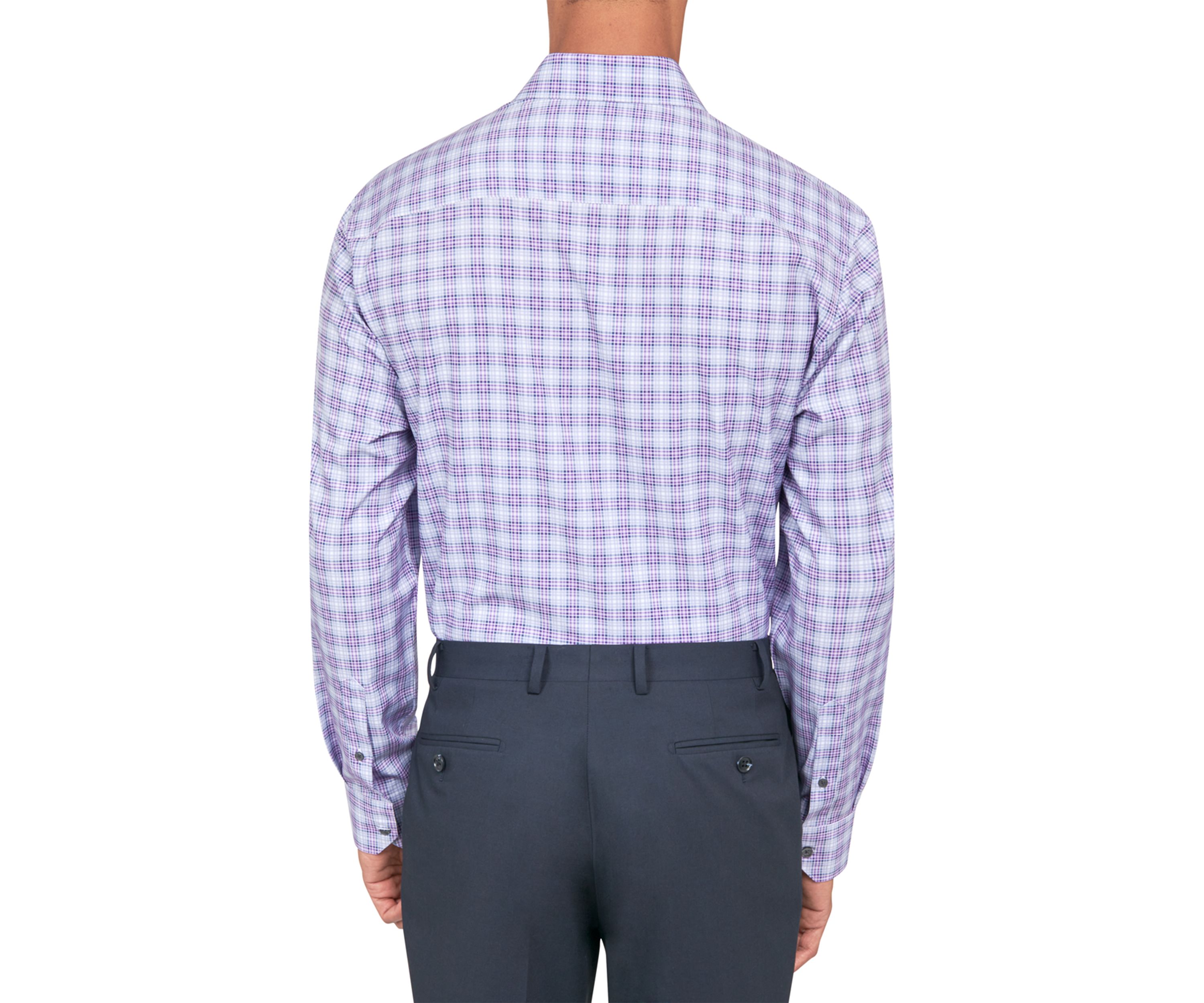 Mens Slim Fit Plaid Performance Stretch Dress Shirt