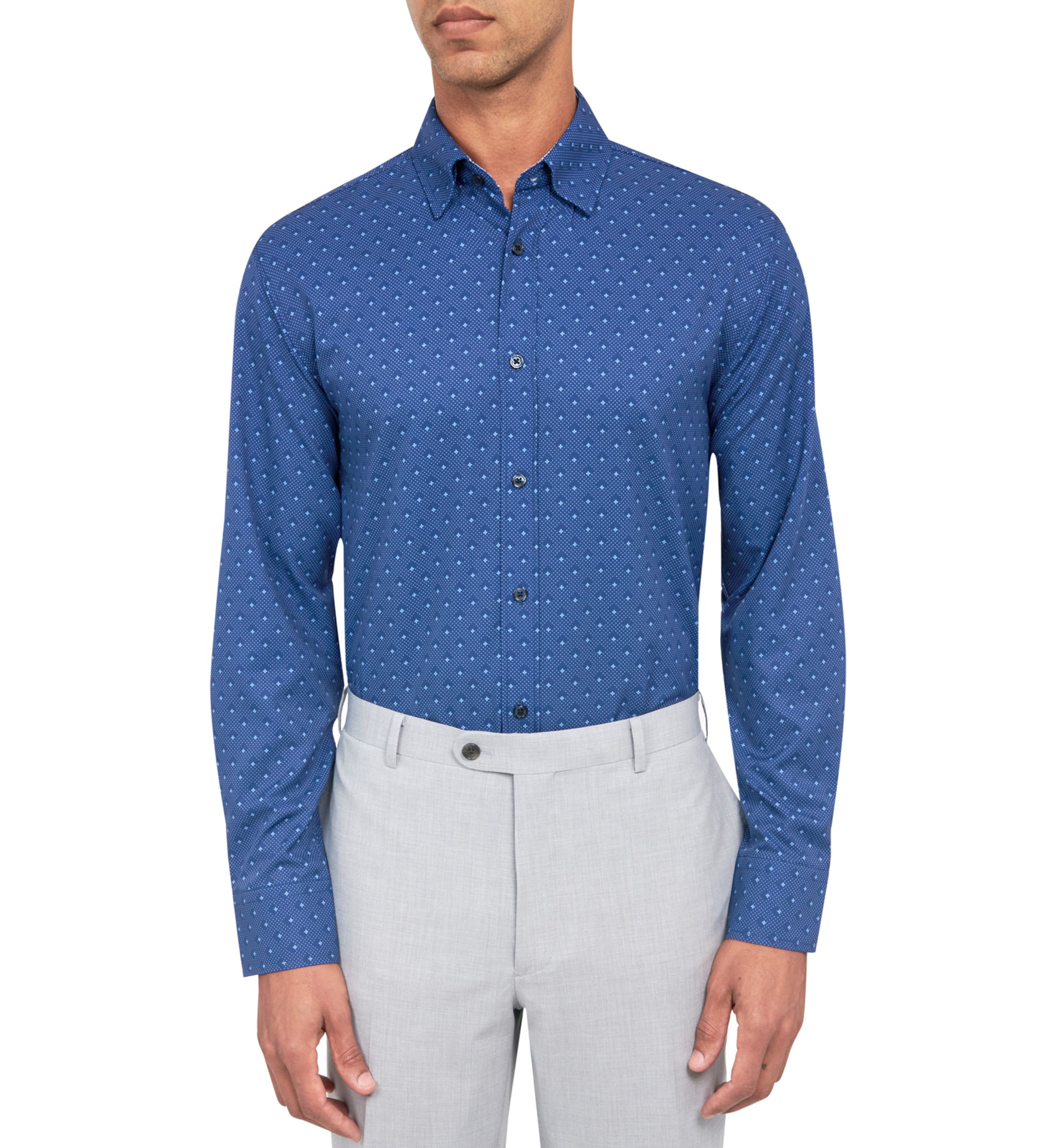 Slim Fit Neat Performance Stretch Dress Shirt