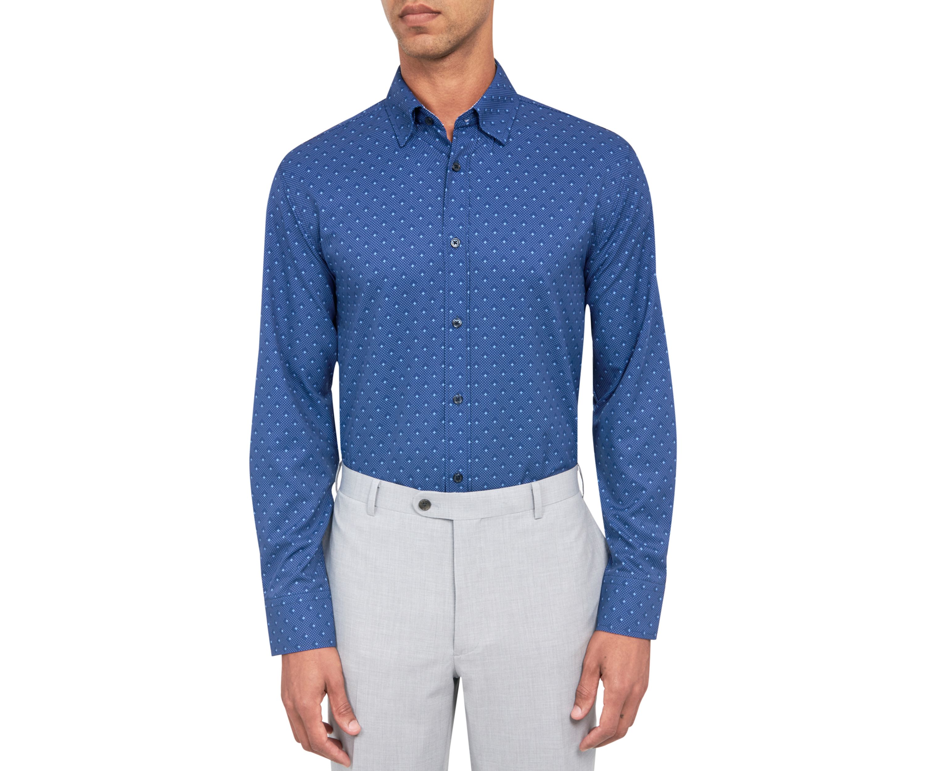 Slim Fit Neat Performance Stretch Dress Shirt