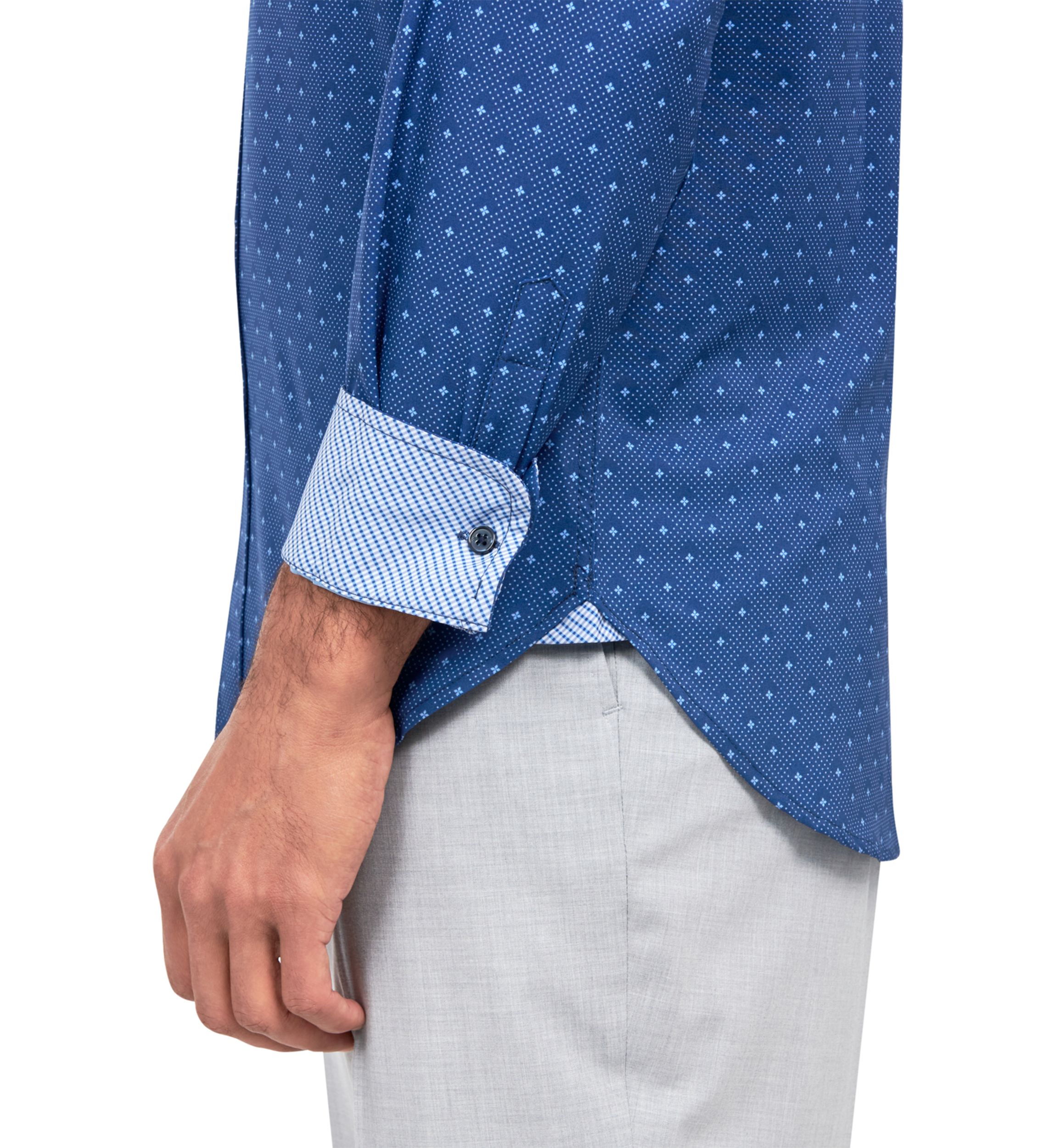 Slim Fit Neat Performance Stretch Dress Shirt
