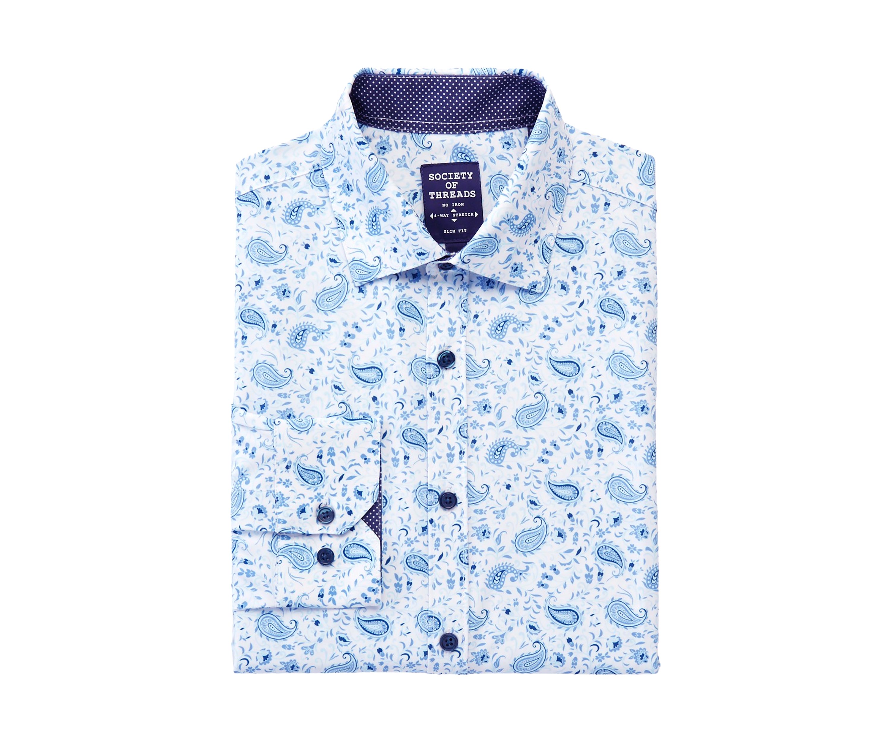 Mens Slim Fit Paisley Performance Stretch Dress Shirt