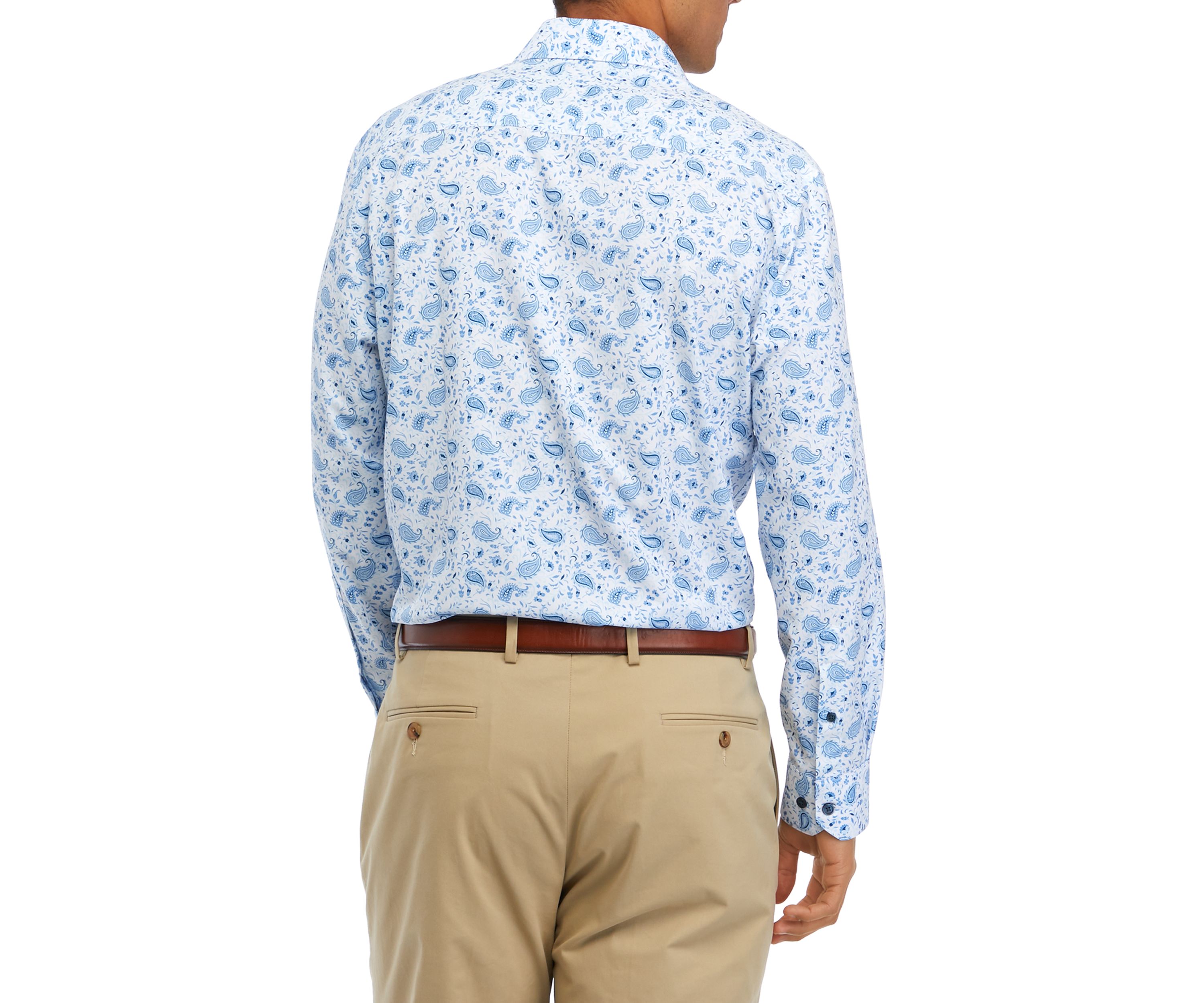 Mens Slim Fit Paisley Performance Stretch Dress Shirt