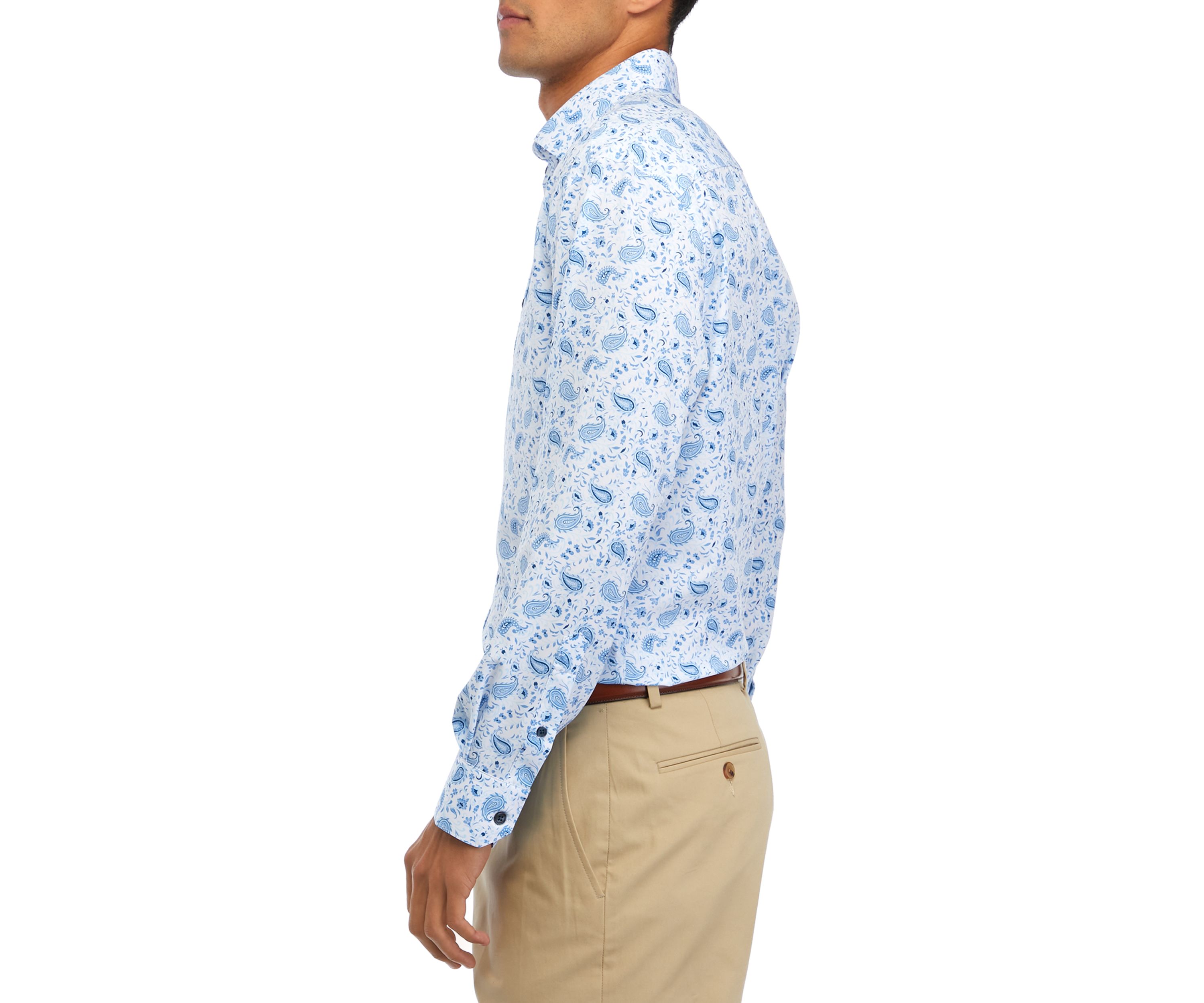 Mens Slim Fit Paisley Performance Stretch Dress Shirt