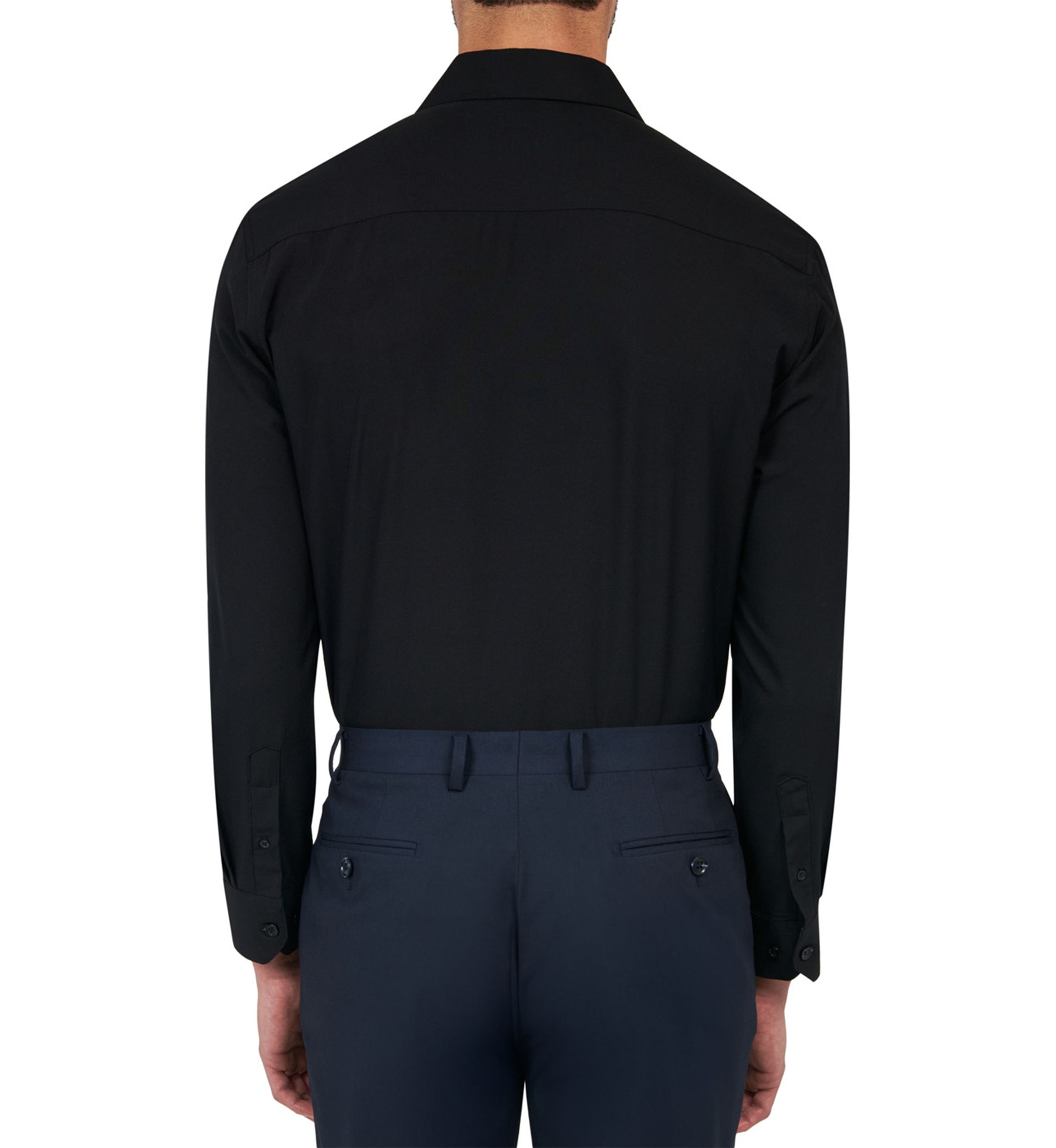  Slim Fit Black Solid Performance Stretch Dress Shirt