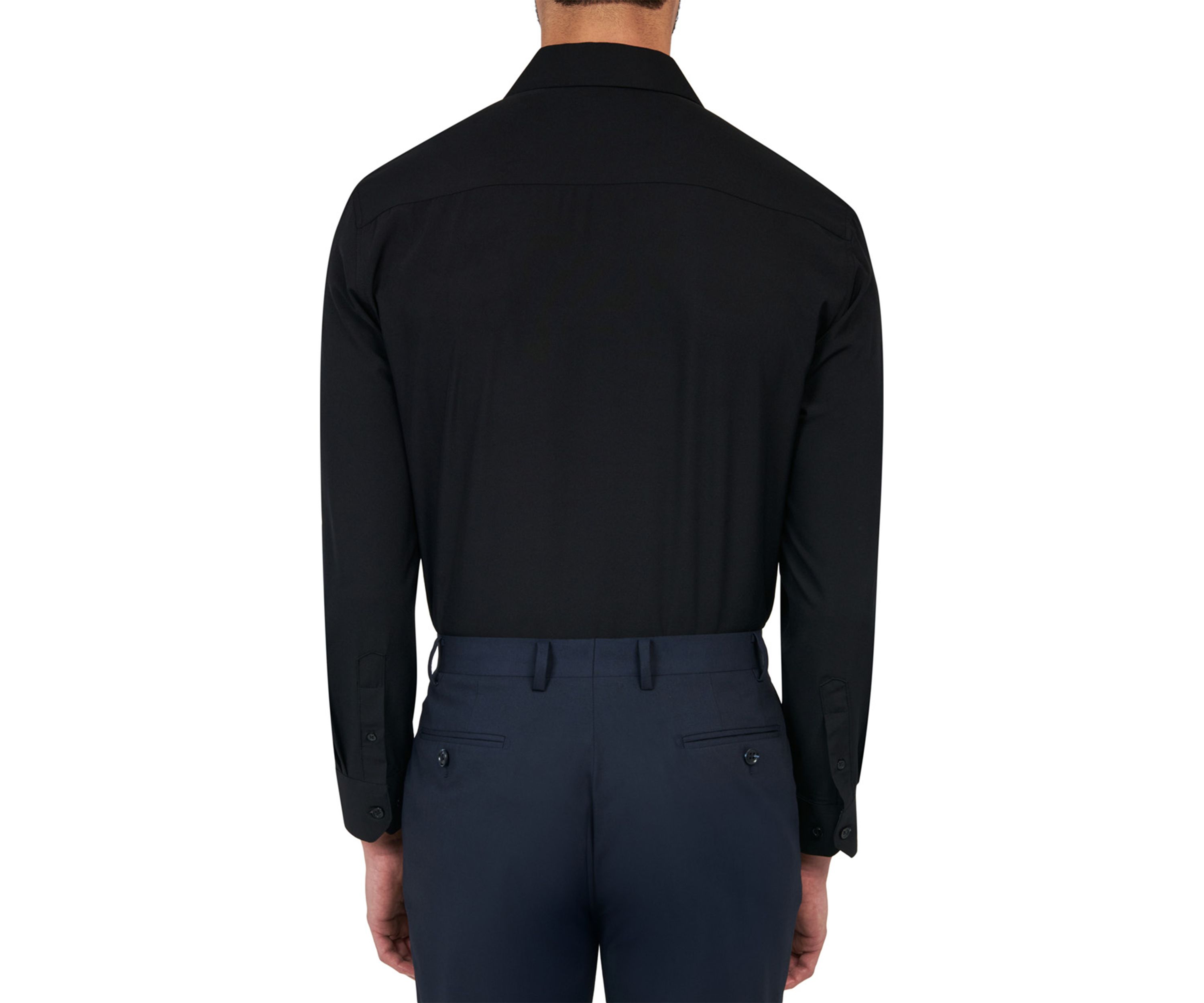  Slim Fit Black Solid Performance Stretch Dress Shirt