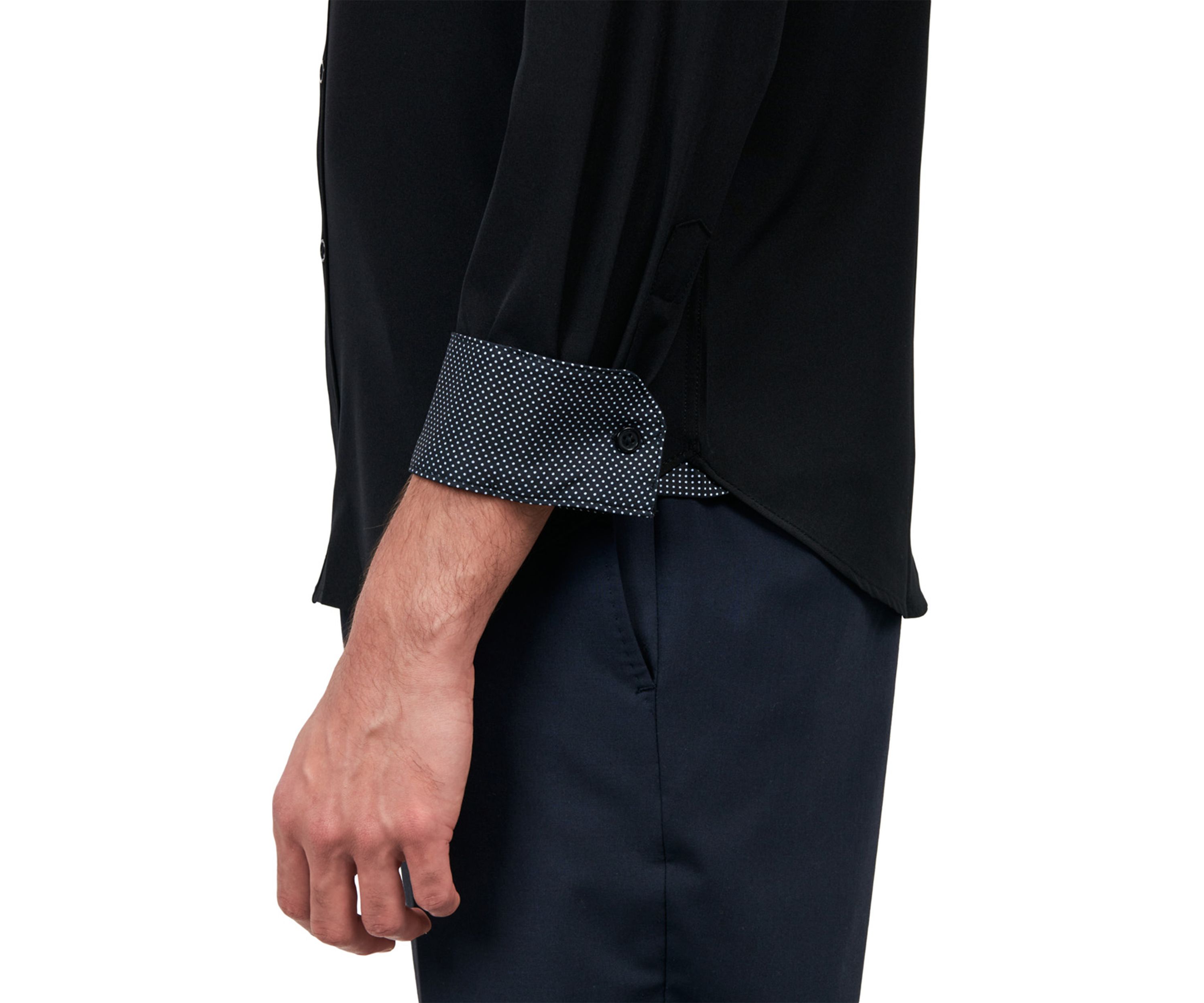  Slim Fit Black Solid Performance Stretch Dress Shirt