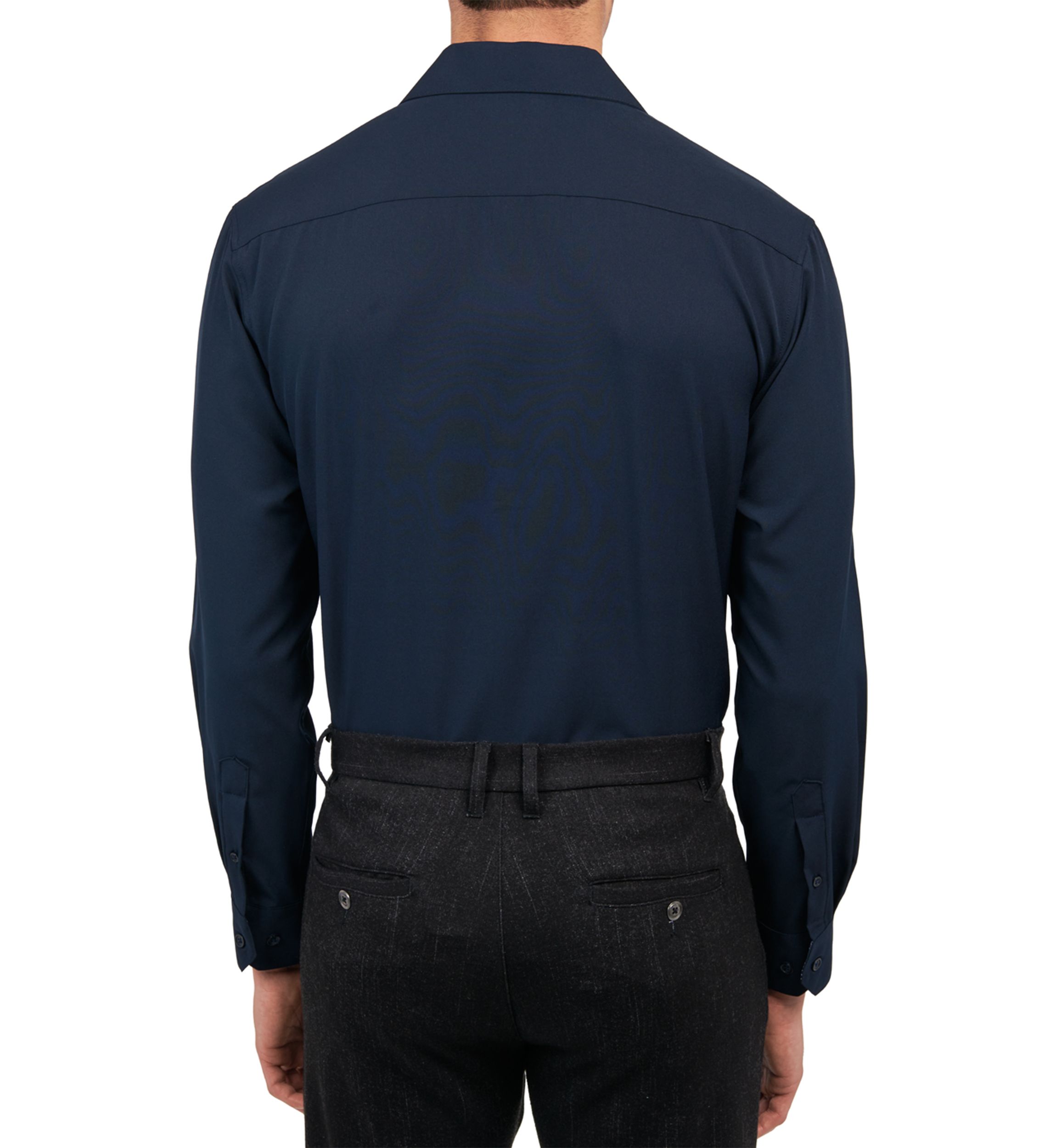 Slim Fit Navy Solid Performance Stretch Dress Shirt