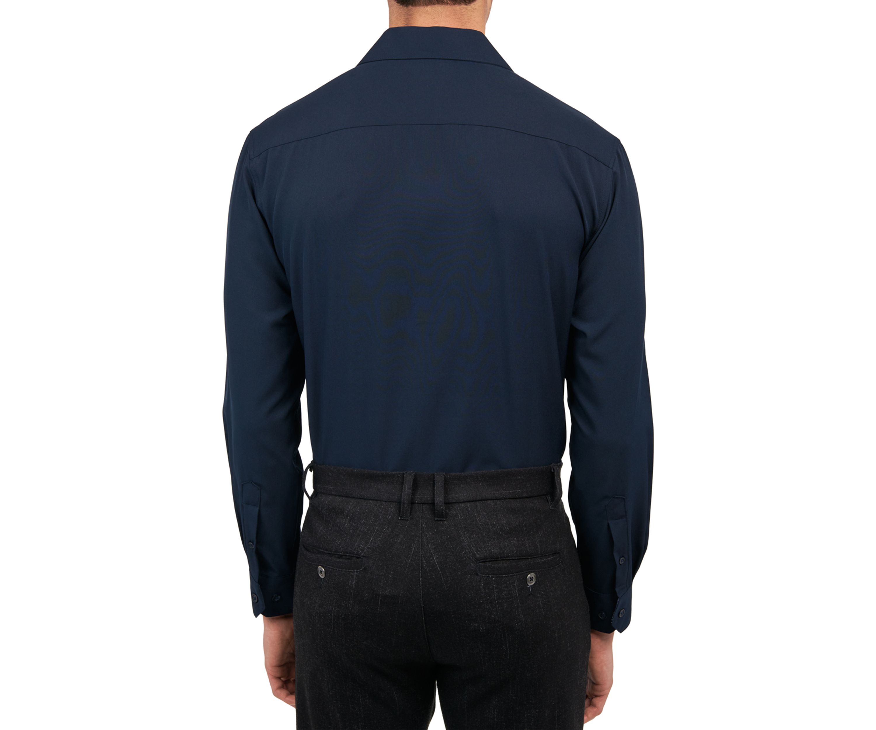 Slim Fit Navy Solid Performance Stretch Dress Shirt