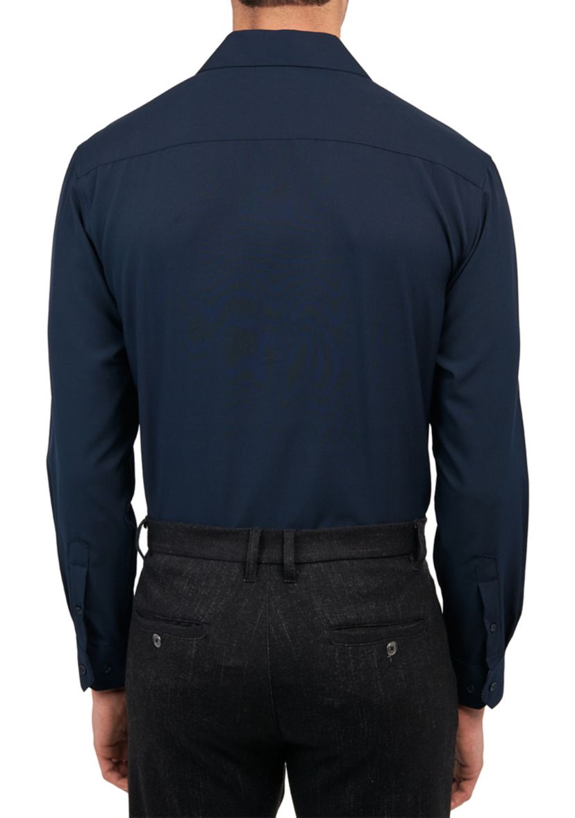 Slim Fit Navy Solid Performance Stretch Dress Shirt