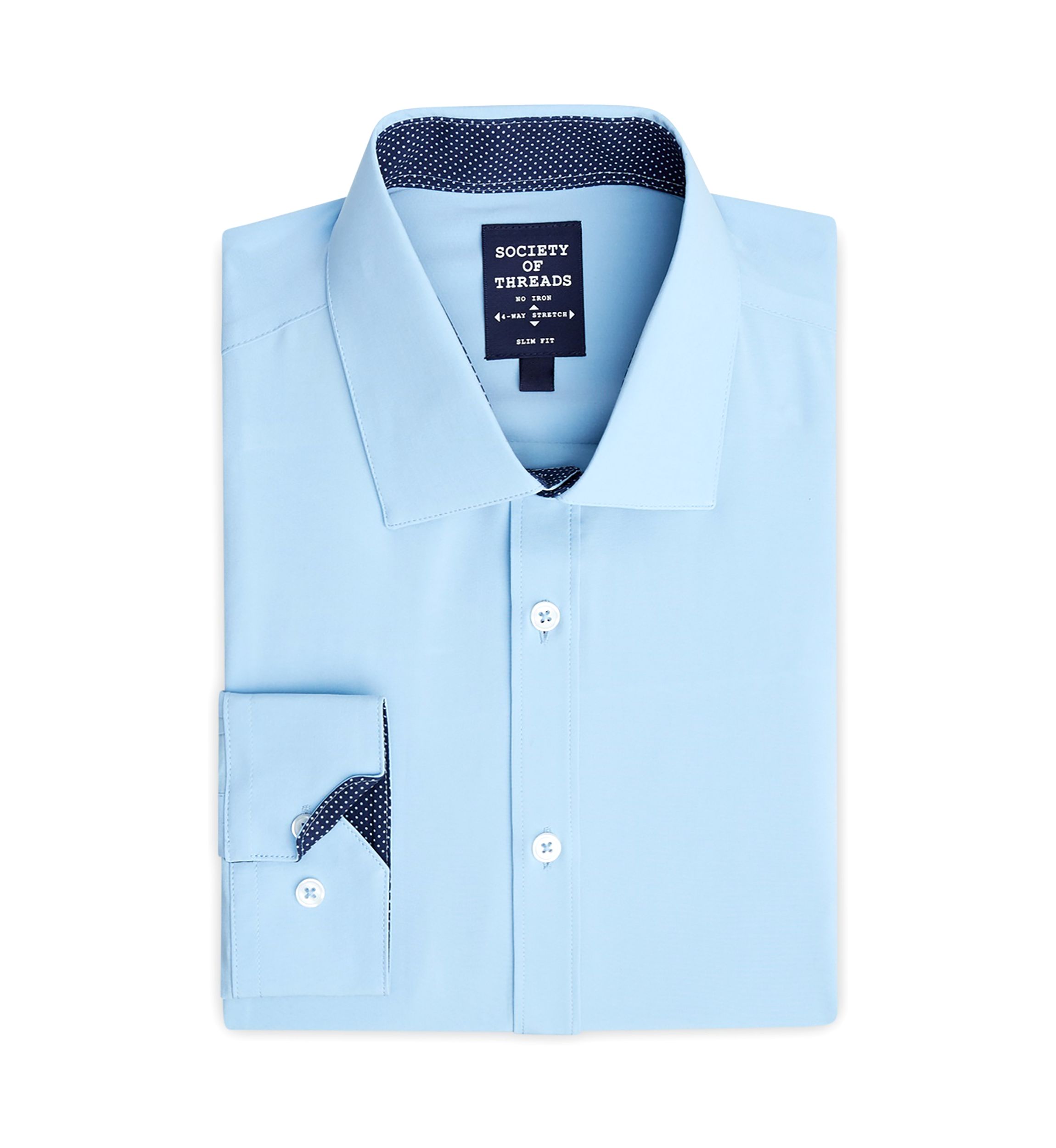 Slim Fit Light Blue Solid Performance Stretch Dress Shirt