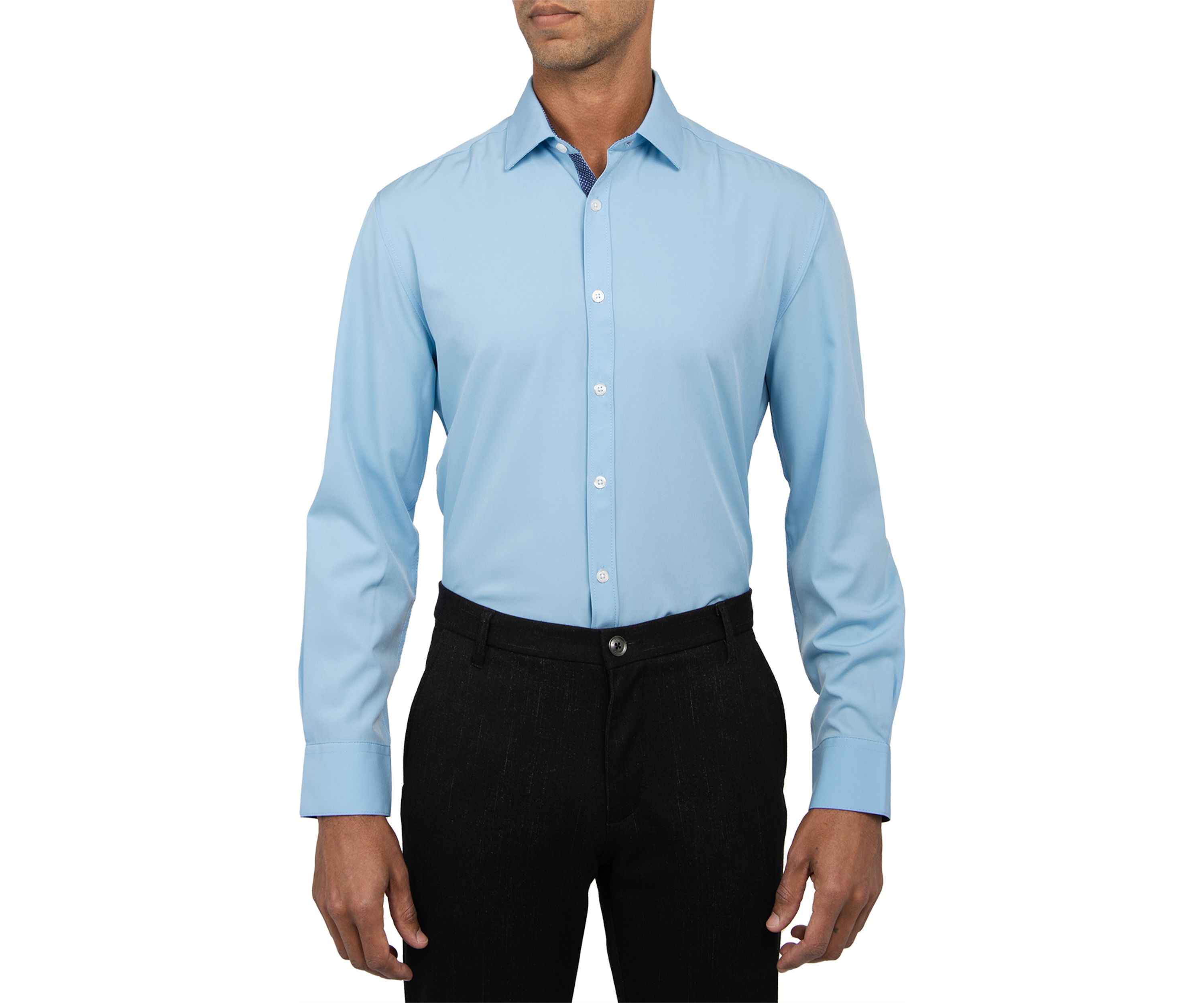 Slim Fit Light Blue Solid Performance Stretch Dress Shirt