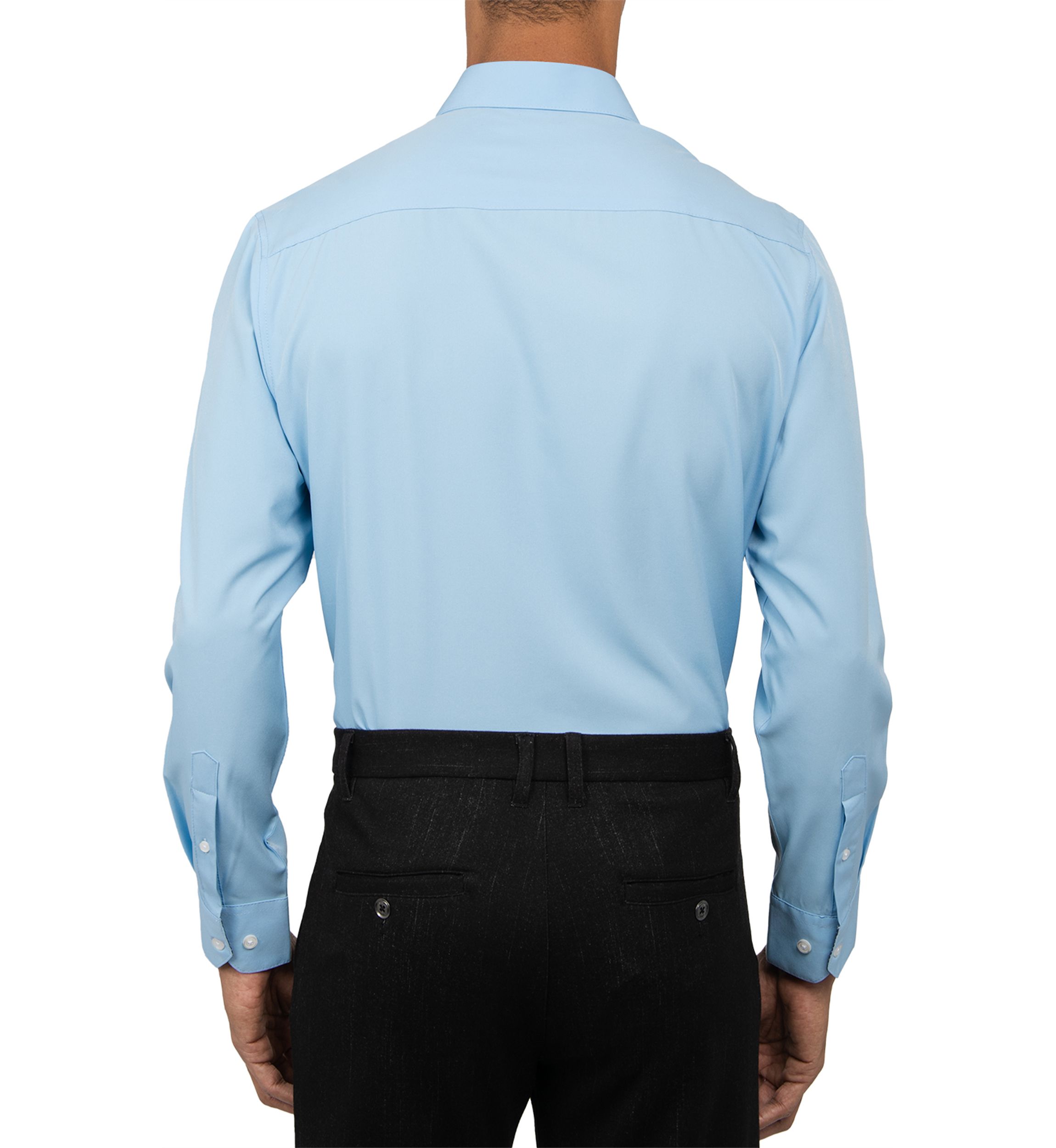 Slim Fit Light Blue Solid Performance Stretch Dress Shirt