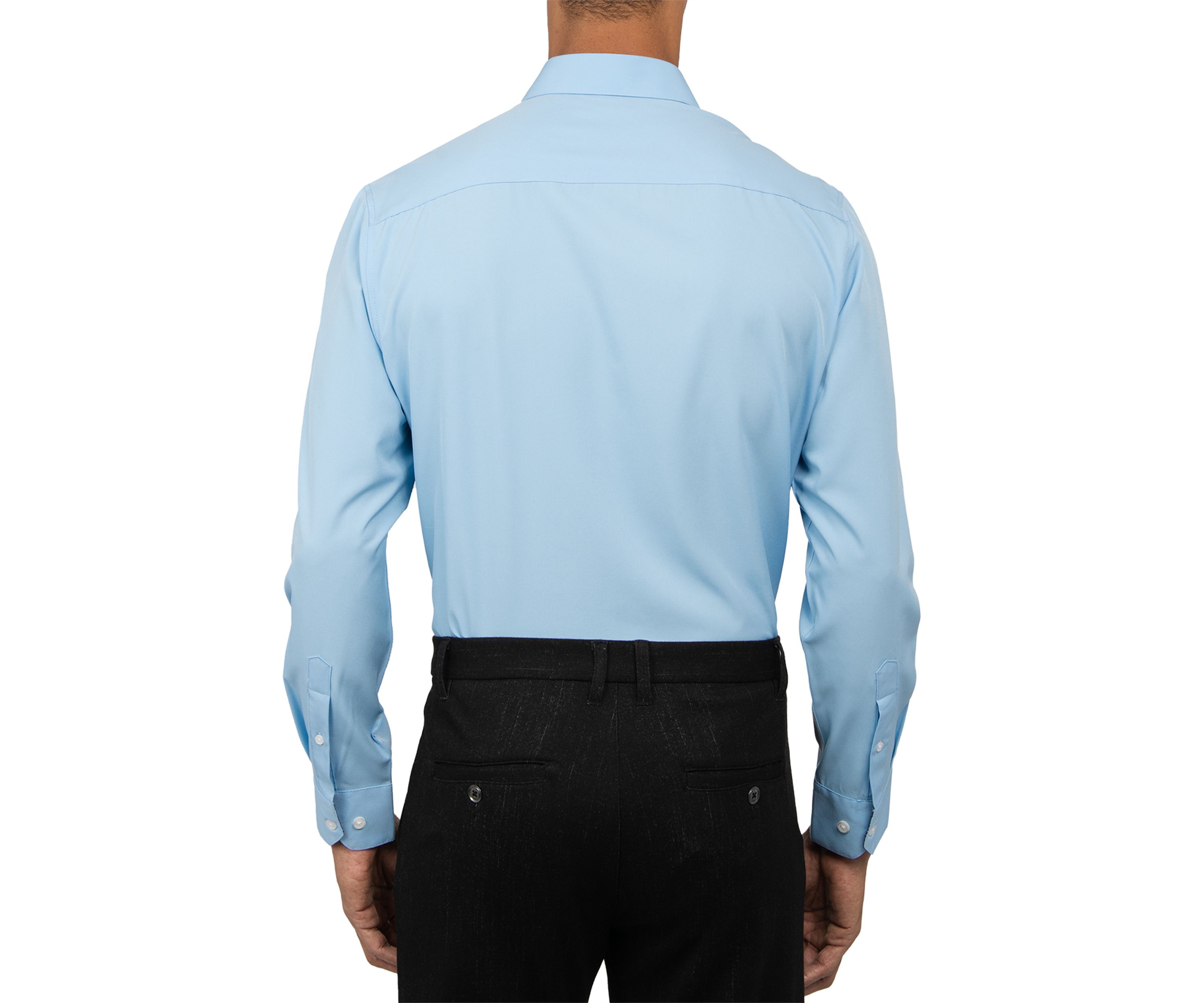 Slim Fit Light Blue Solid Performance Stretch Dress Shirt