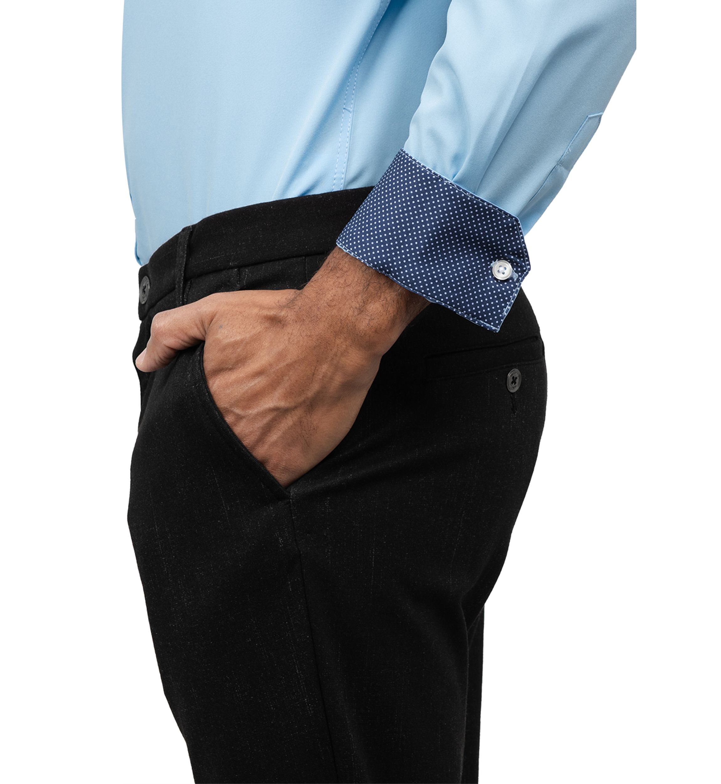 Slim Fit Light Blue Solid Performance Stretch Dress Shirt