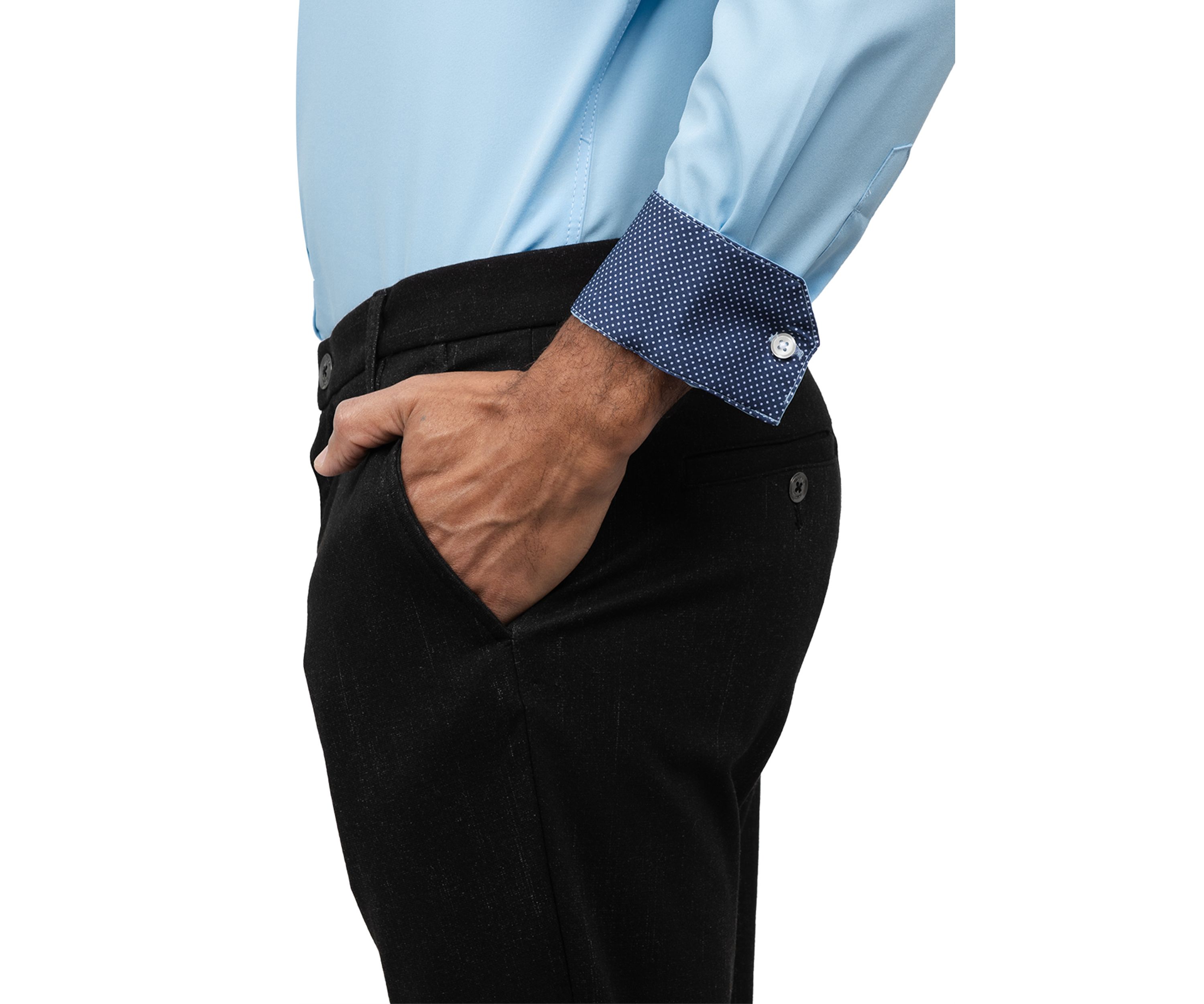 Slim Fit Light Blue Solid Performance Stretch Dress Shirt