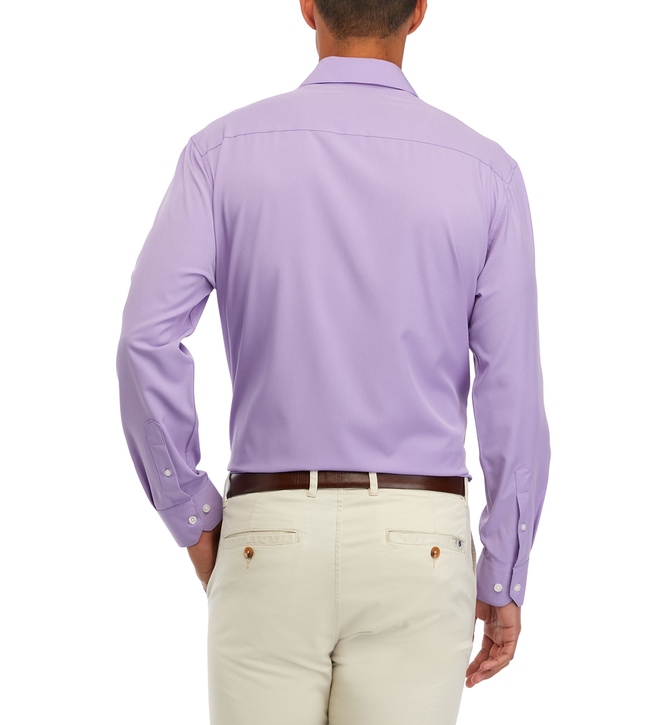 Mens Slim Fit Lavender Solid Performance Stretch Dress Shirt