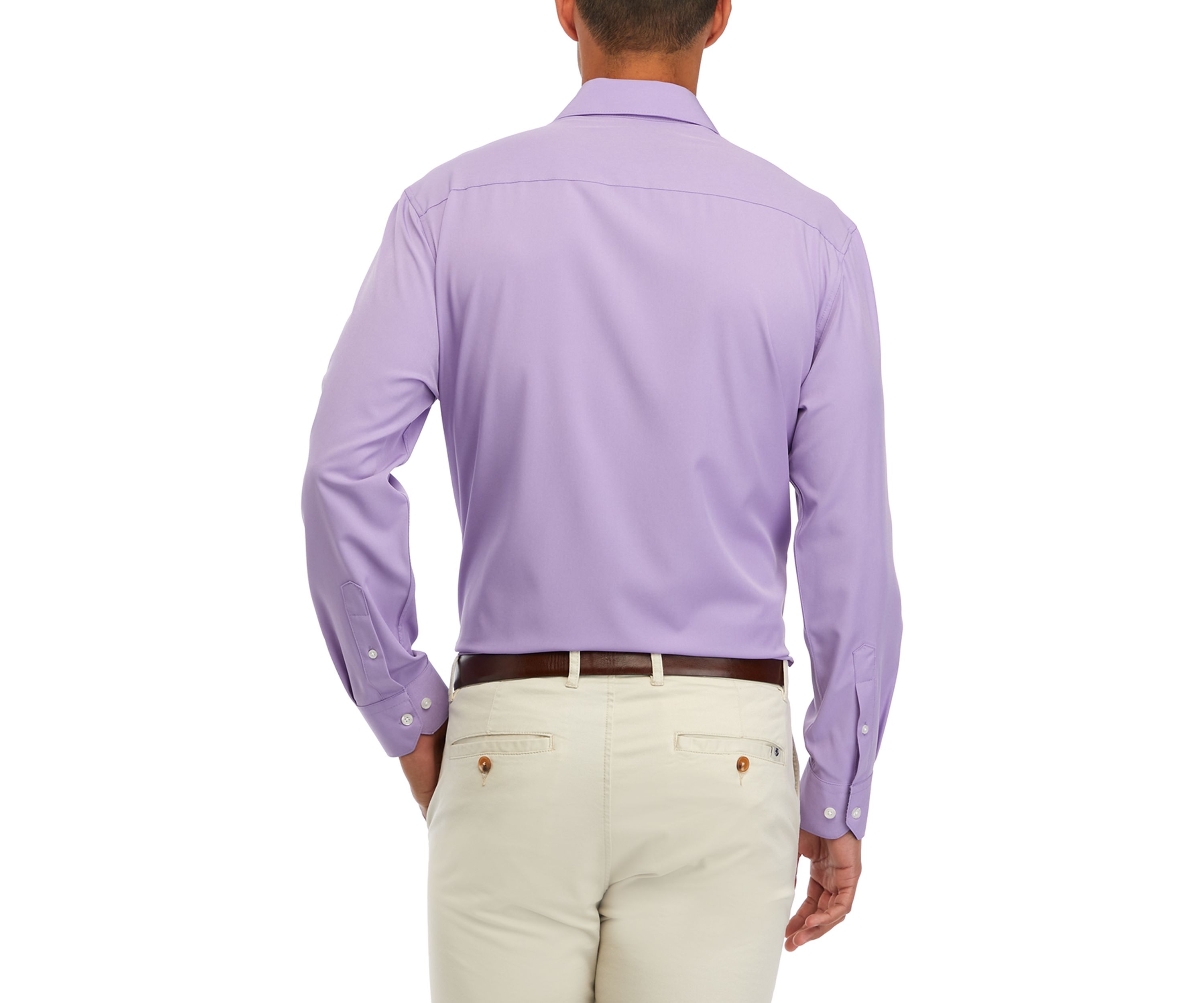 Mens Slim Fit Lavender Solid Performance Stretch Dress Shirt