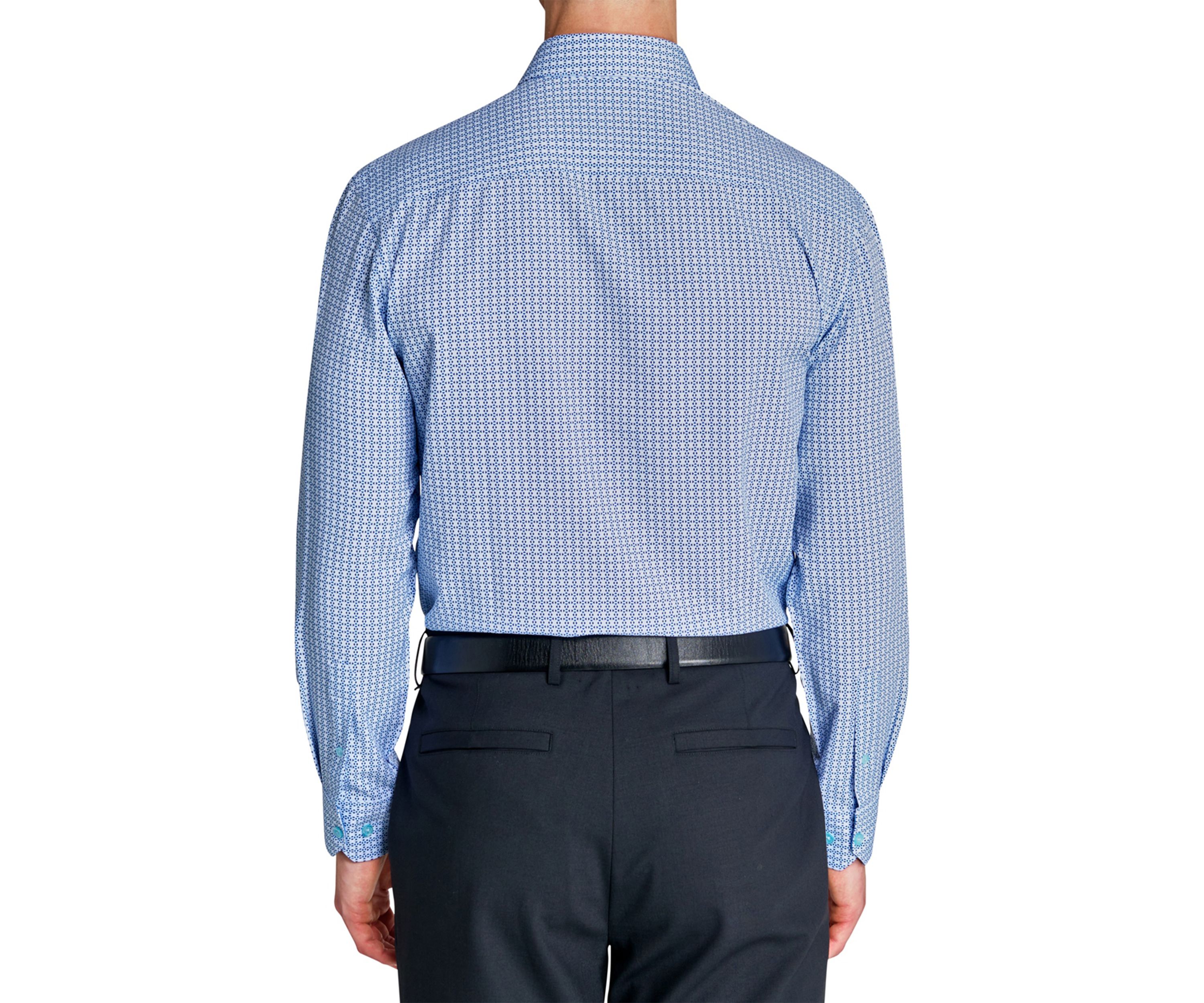 Slim Fit Blue Geo Performance Stretch Dress Shirt