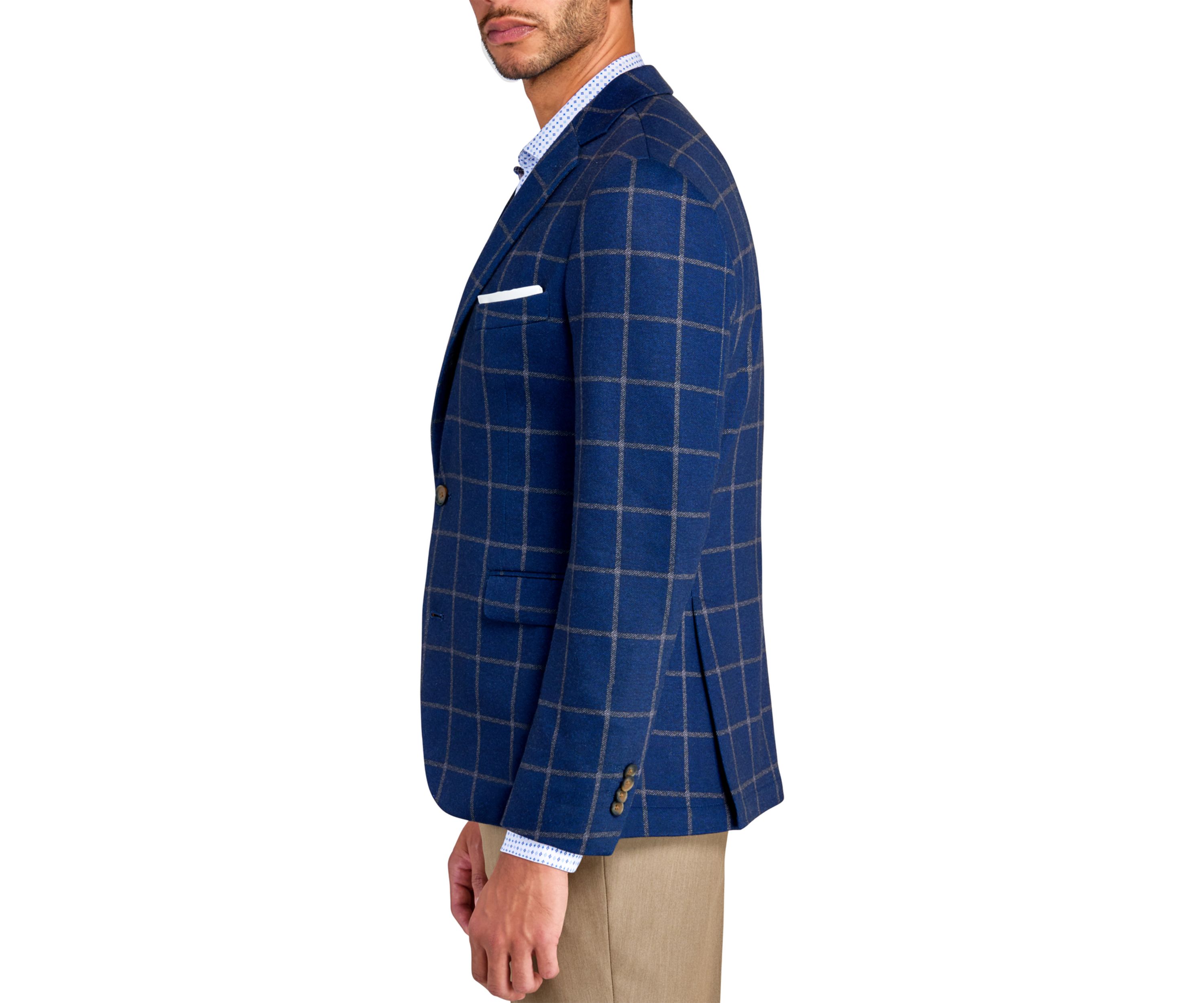 Mens Slim Fit Blue Window Soft Sport Coat