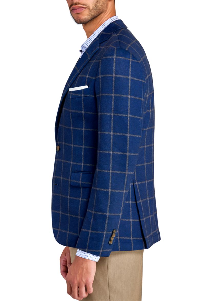 Mens Slim Fit Blue Window Soft Sport Coat