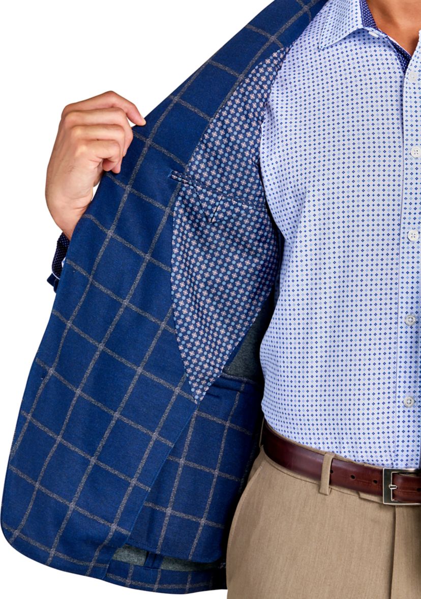 Mens Slim Fit Blue Window Soft Sport Coat