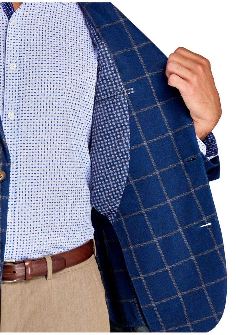 Mens Slim Fit Blue Window Soft Sport Coat