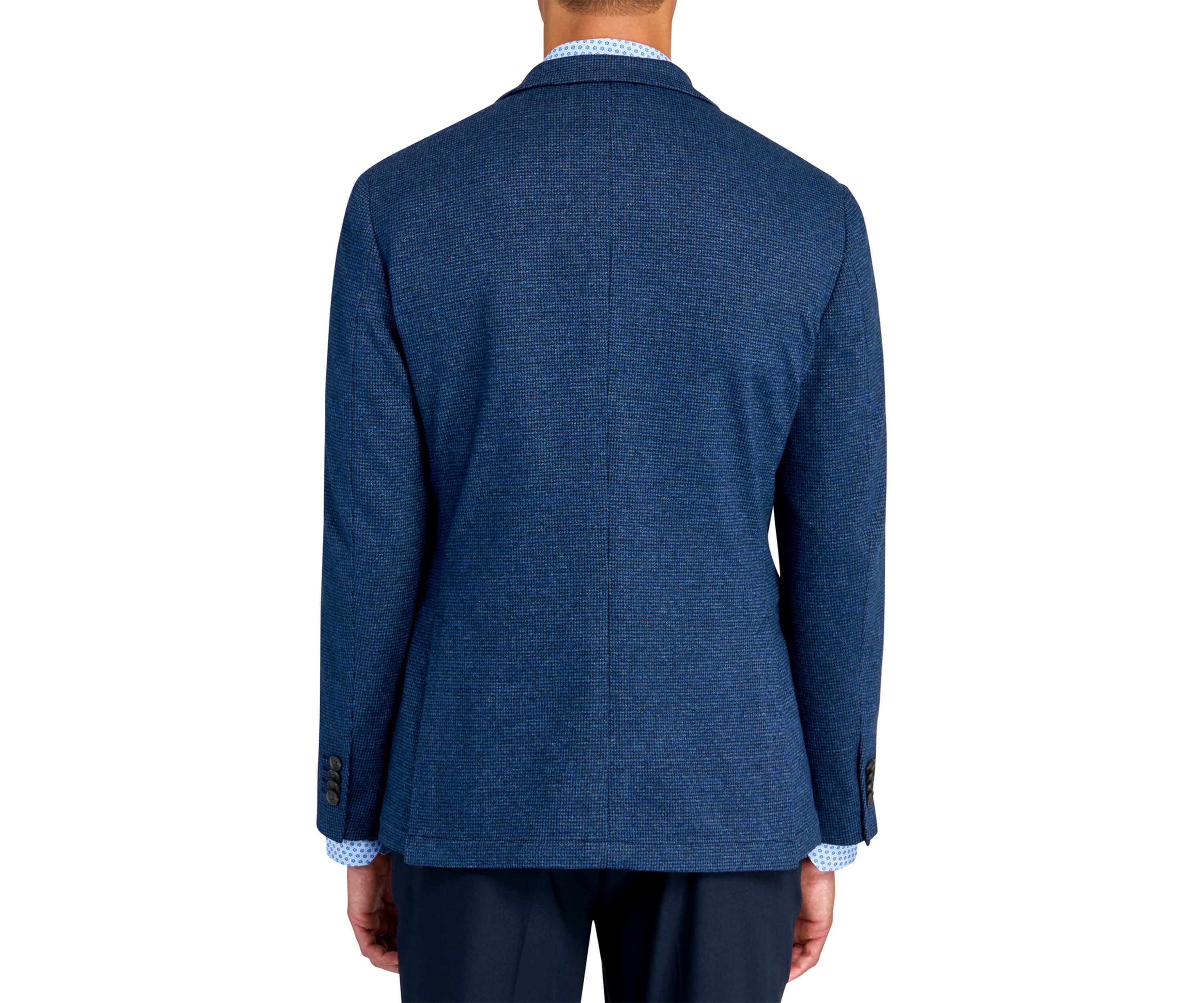 Mens Slim Fit Blue Tic Soft Coat