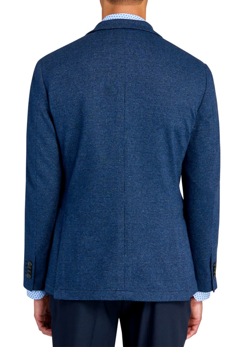 Mens Slim Fit Blue Tic Soft Coat