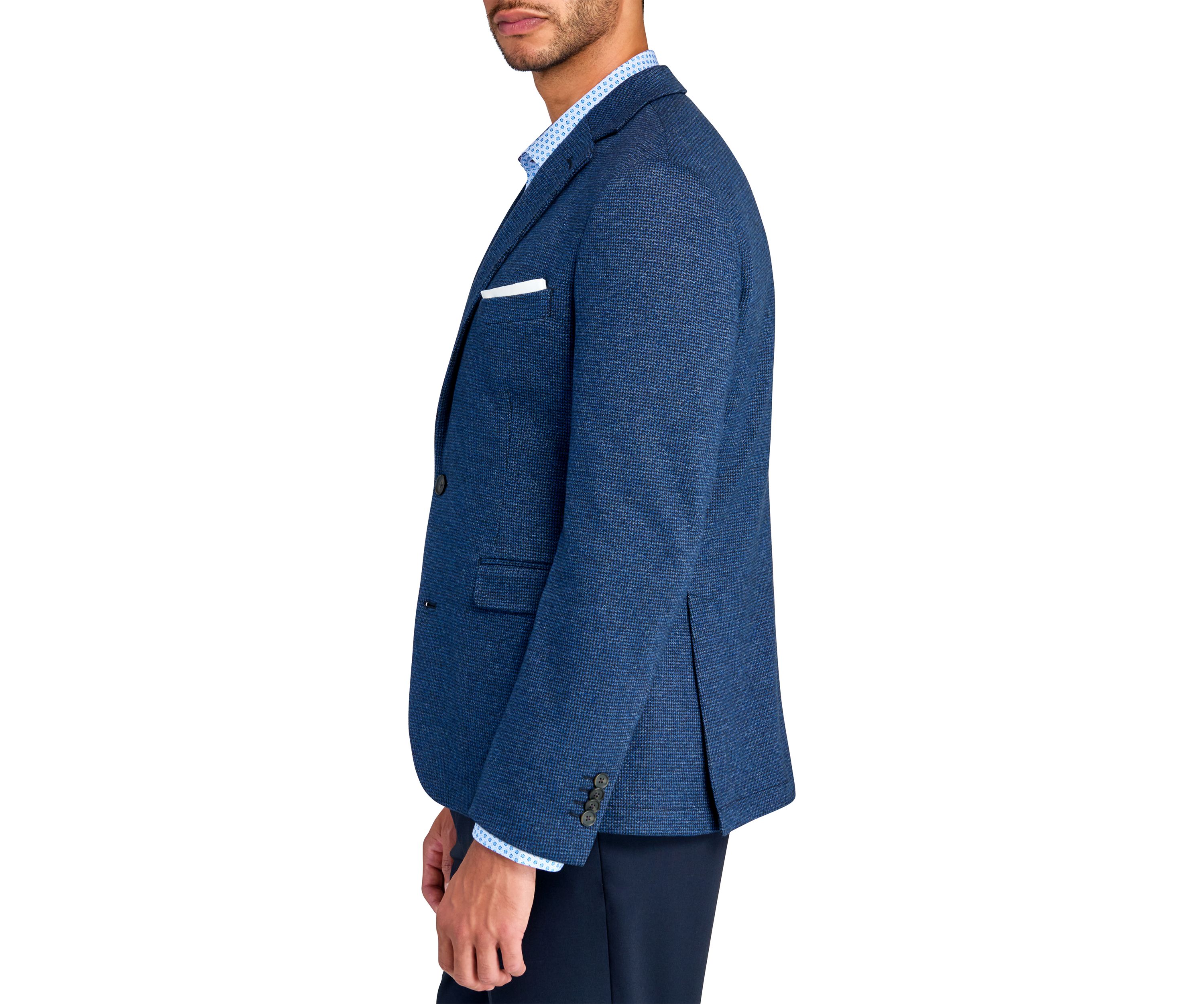 Mens Slim Fit Blue Tic Soft Coat