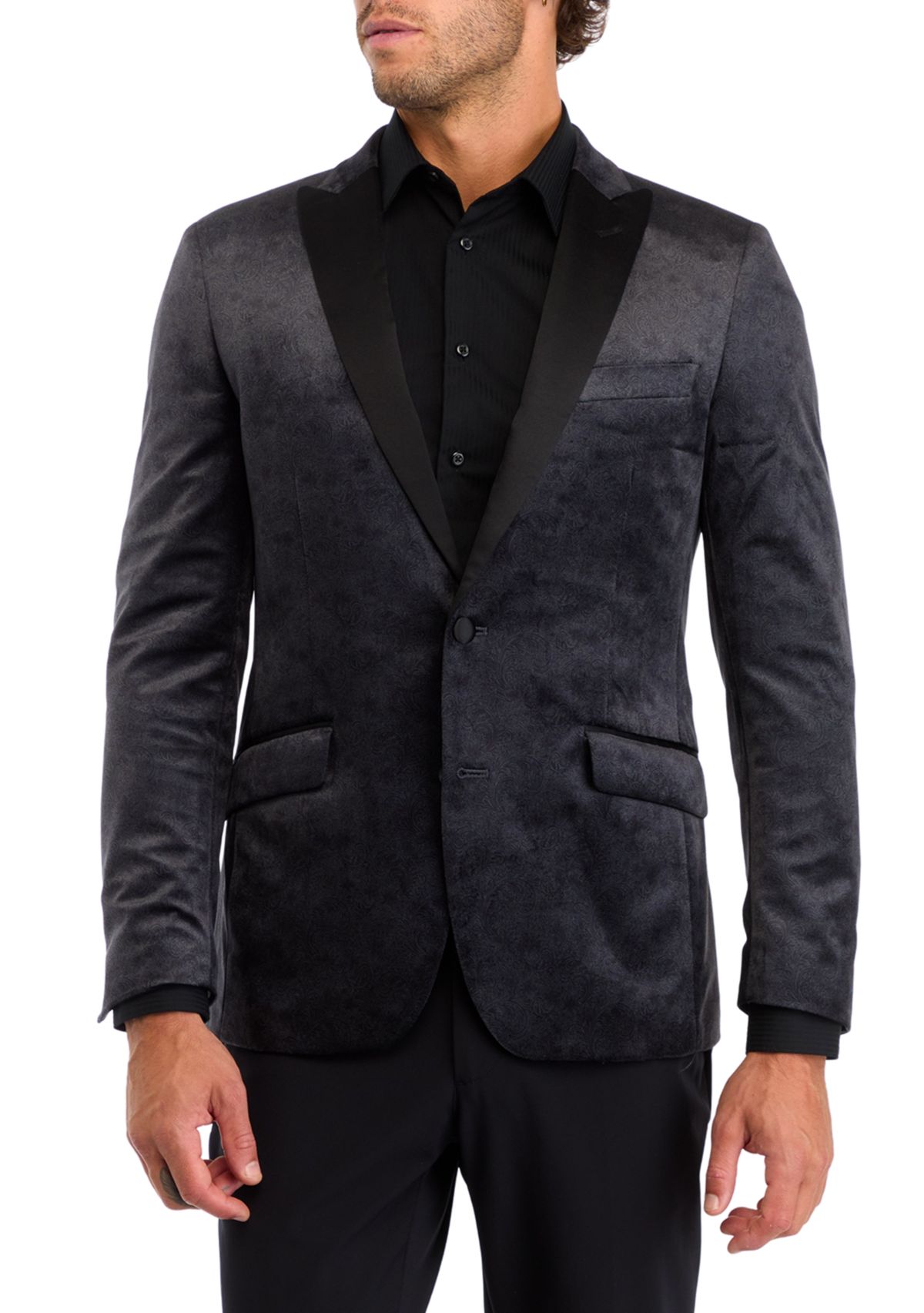 Mens Slim Fit Paisley Plush Evening Jacket