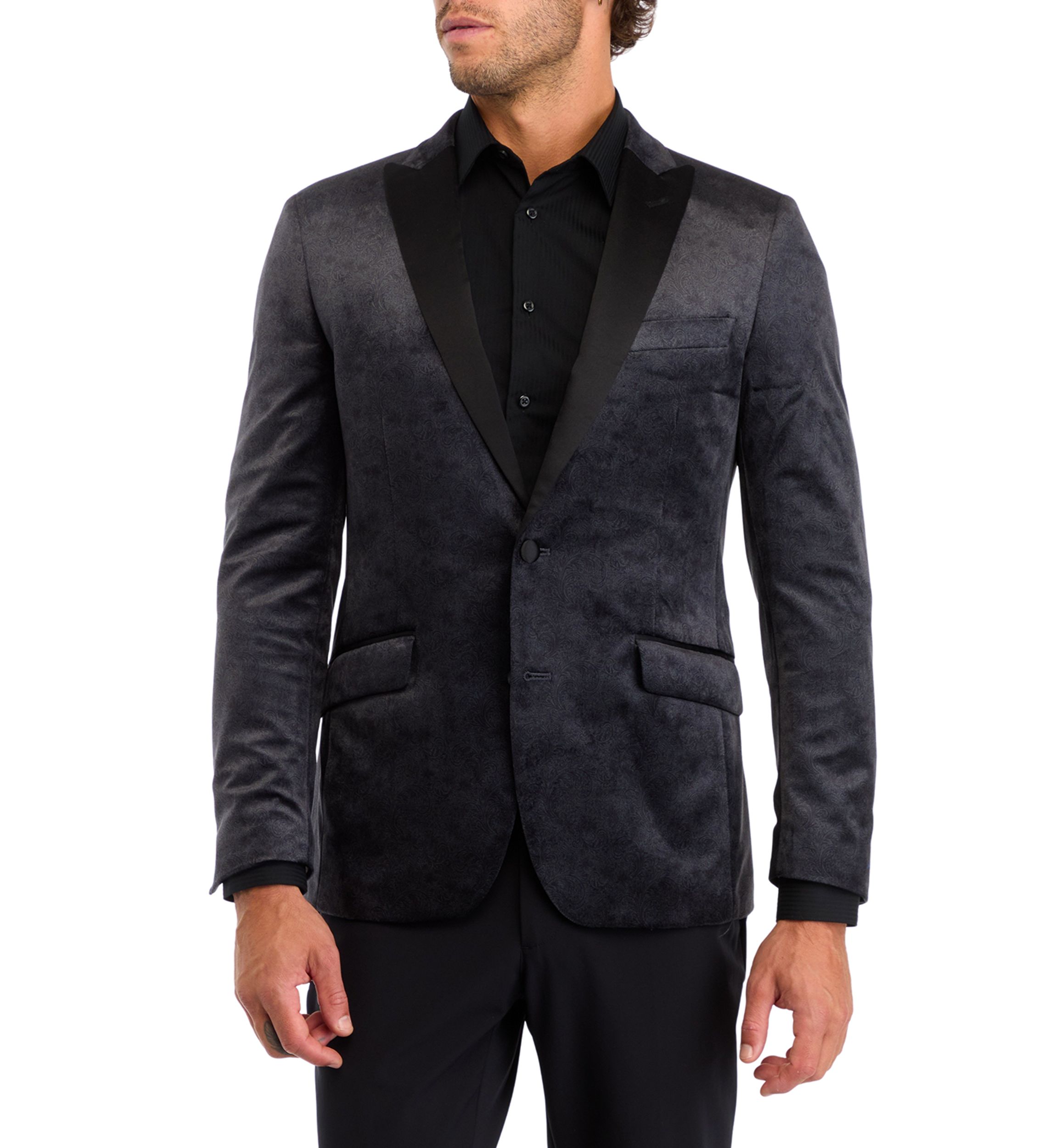 Mens Slim Fit Paisley Plush Evening Jacket