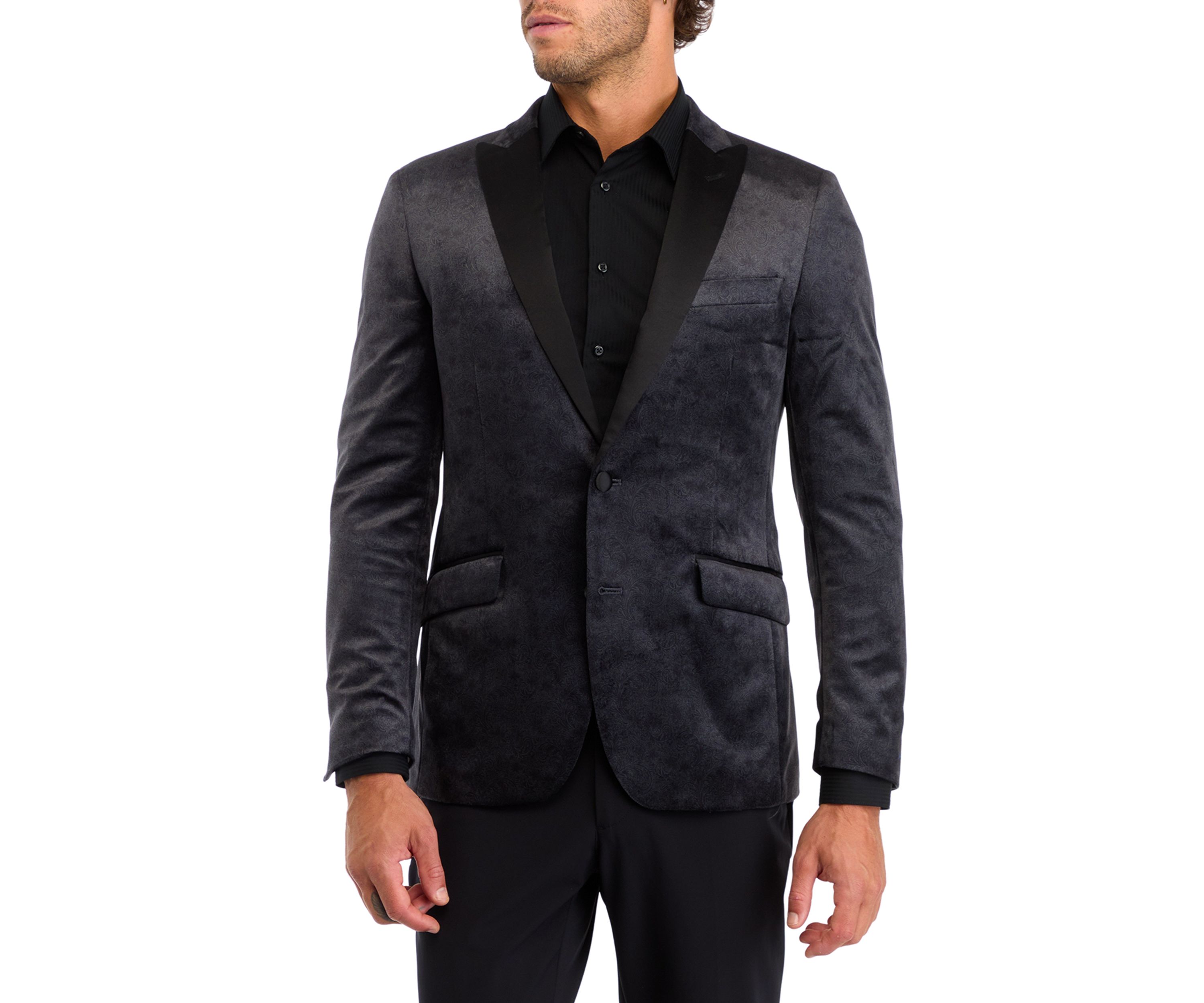 Mens Slim Fit Paisley Plush Evening Jacket