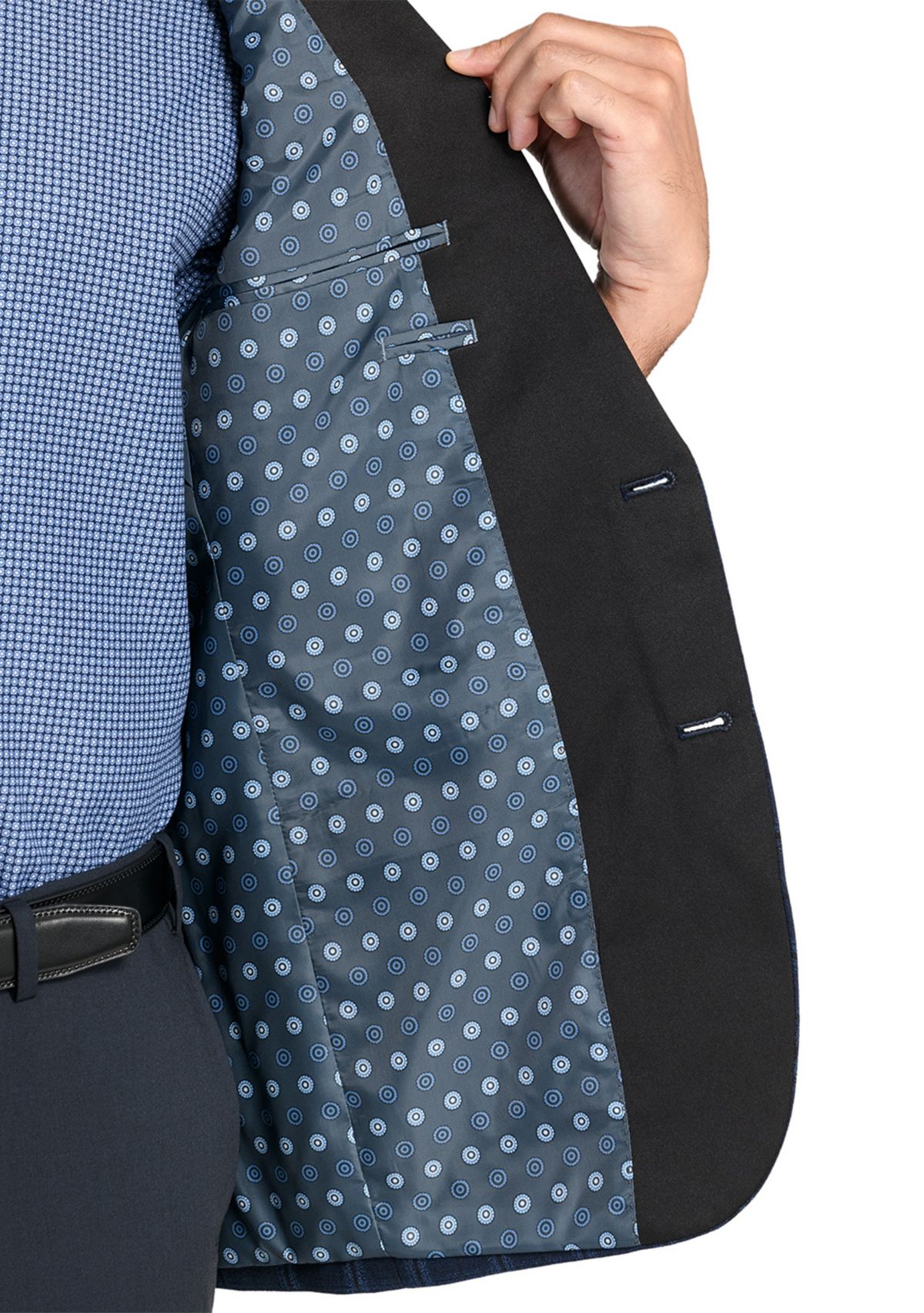 Mens Slim Fit Navy Plaid Evening Jacket