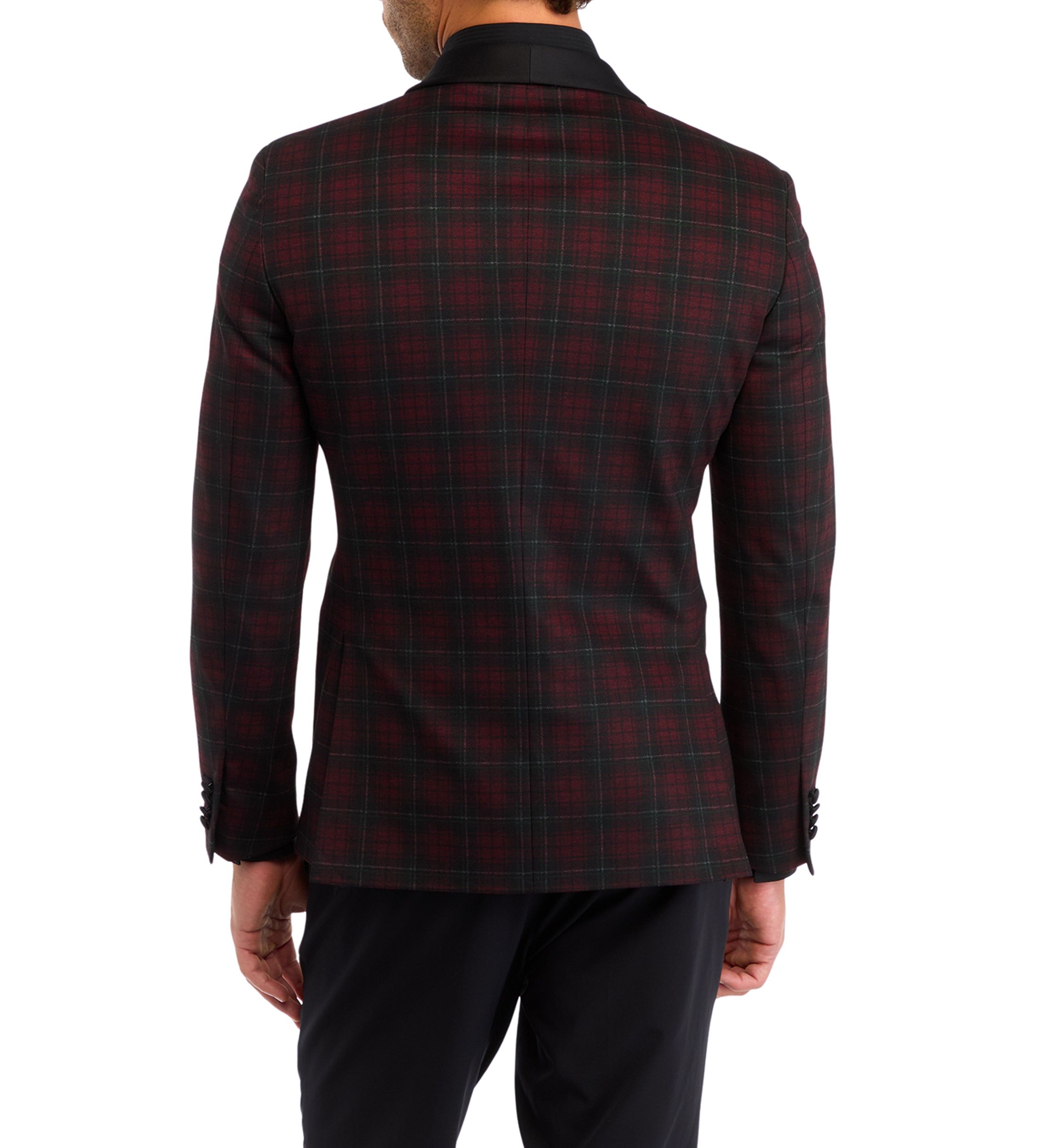 Mens Slim Fit Red Windowpane Evening Jacket
