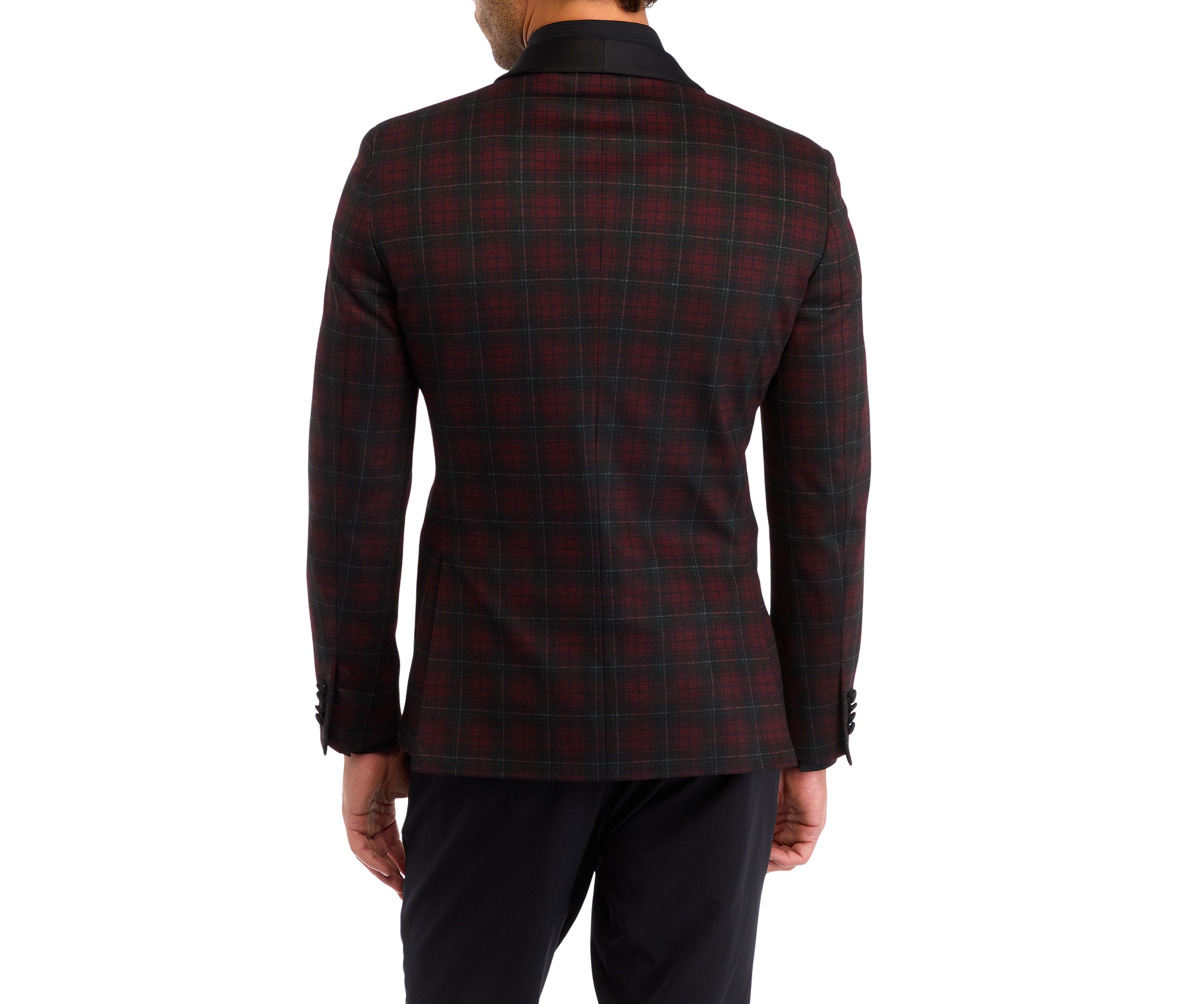 Mens Slim Fit Red Windowpane Evening Jacket