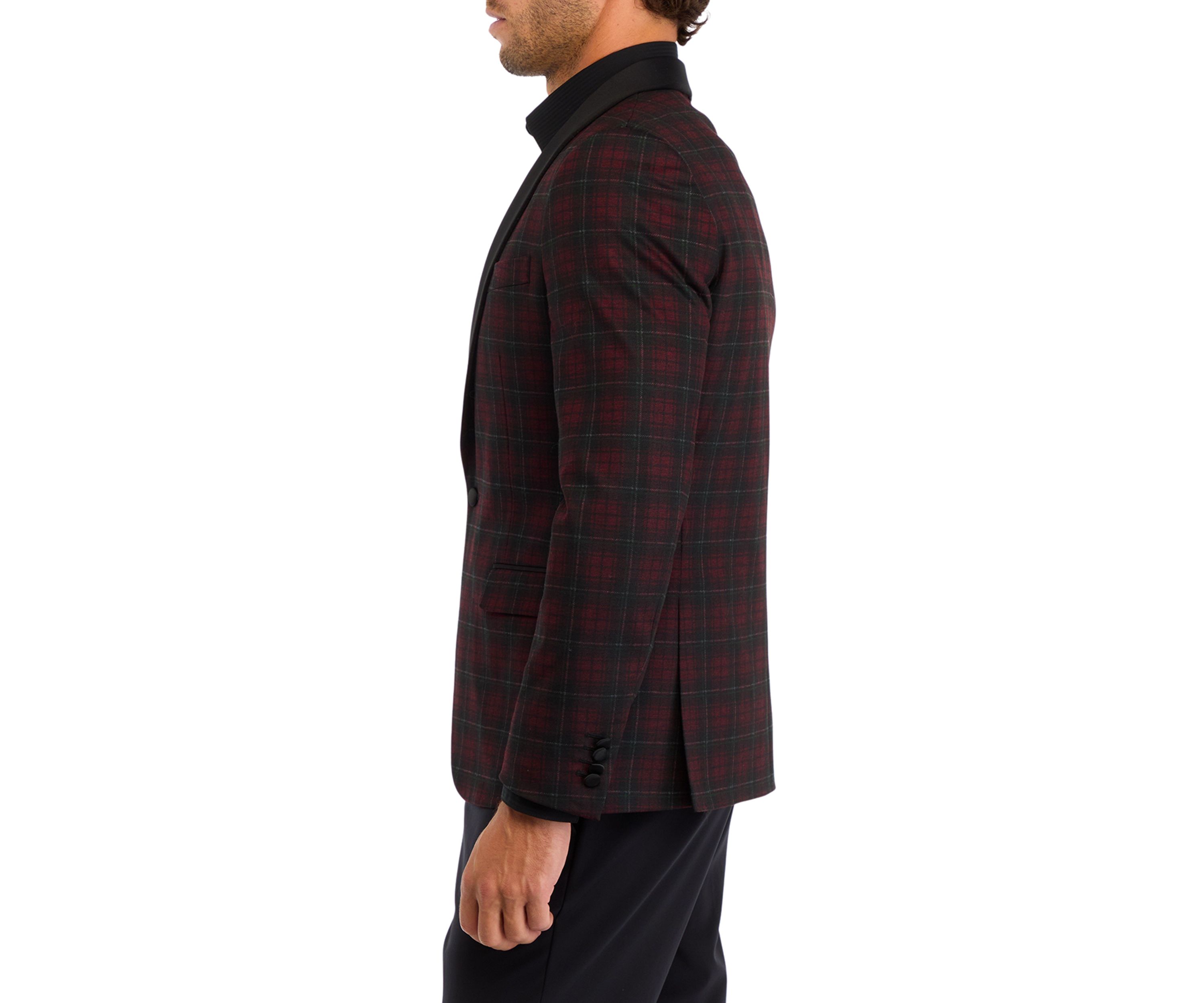 Mens Slim Fit Red Windowpane Evening Jacket