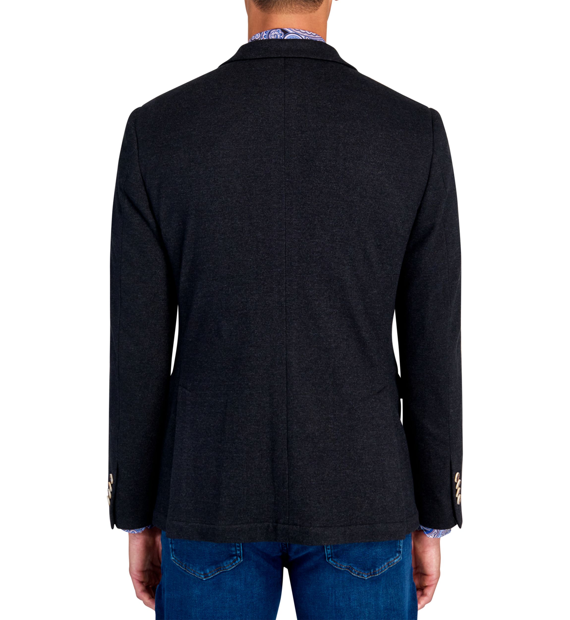 Mens Slim Fit Charcoal Plush Knit Sport Coat