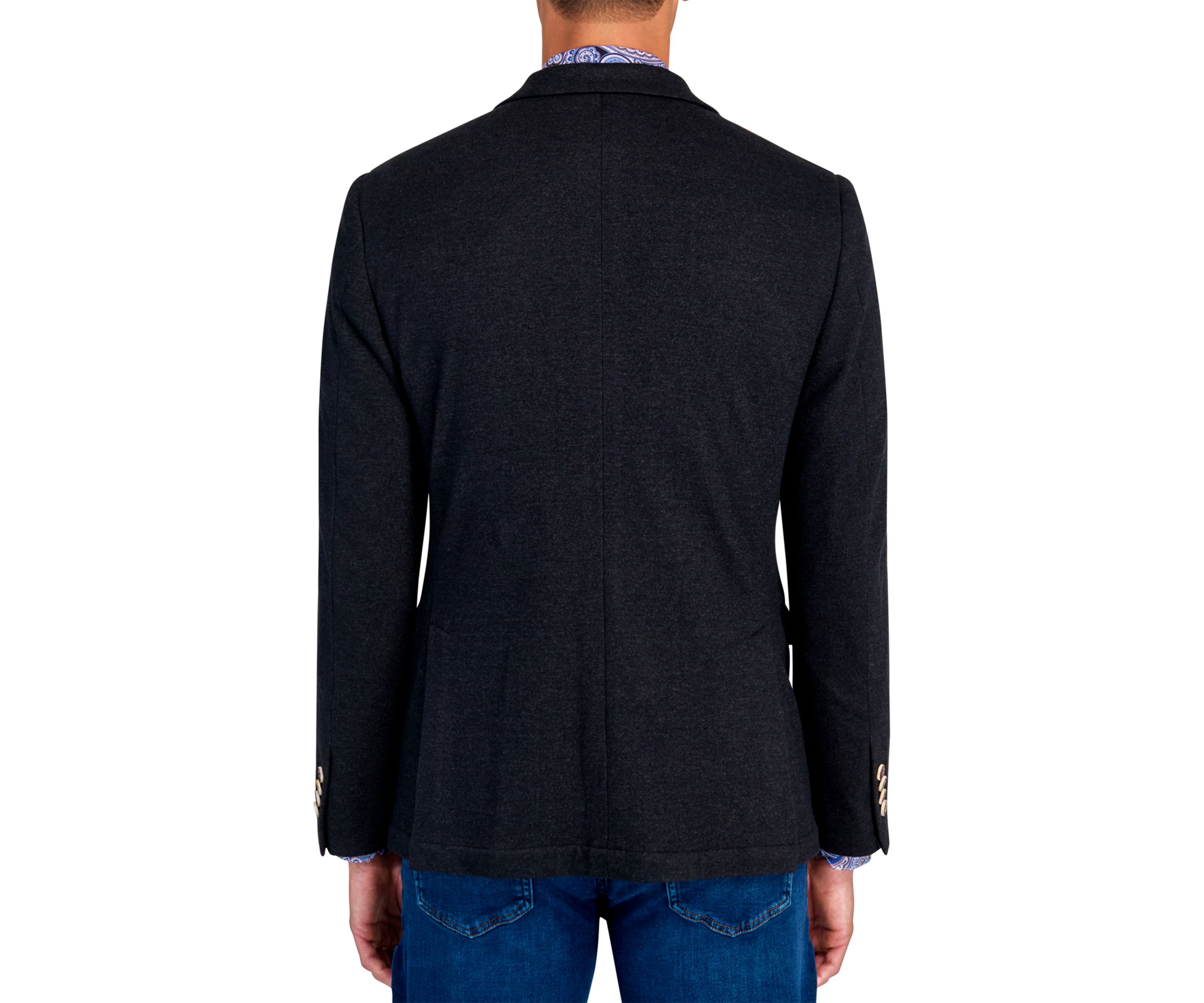 Mens Slim Fit Charcoal Plush Knit Sport Coat