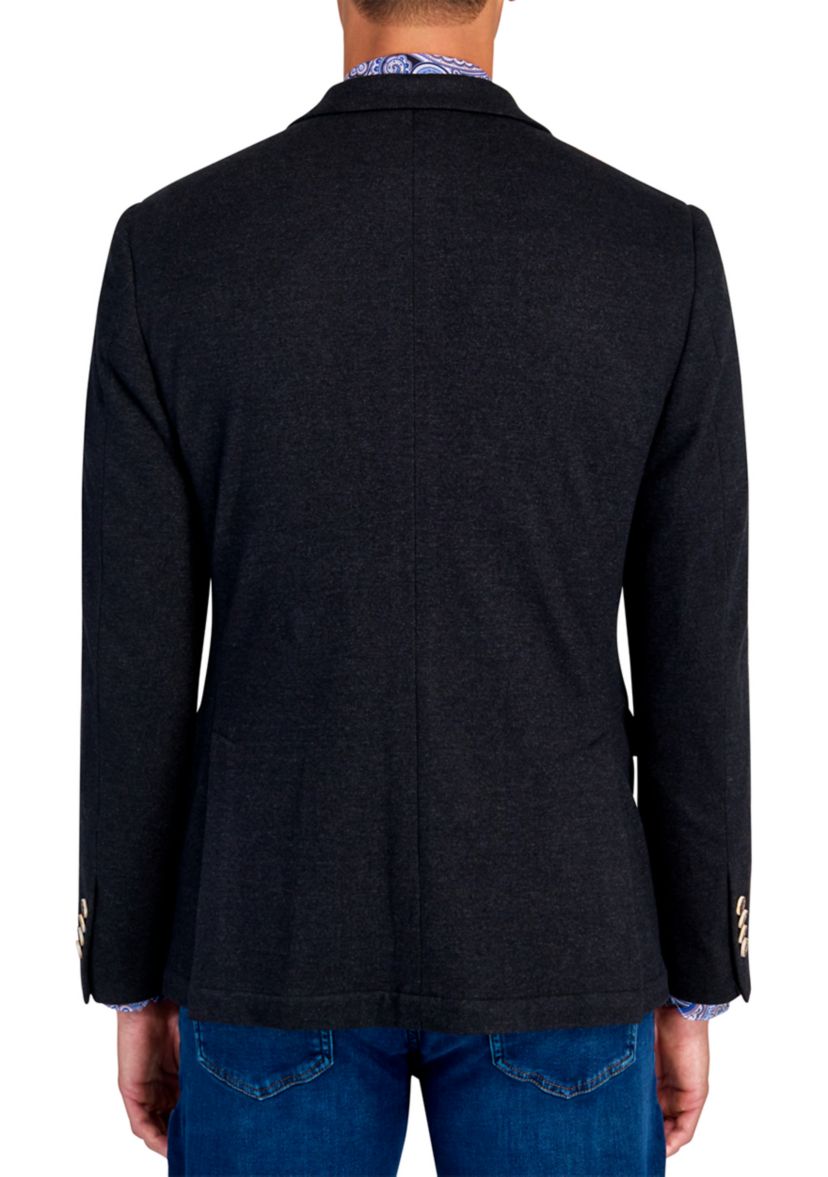Mens Slim Fit Charcoal Plush Knit Sport Coat