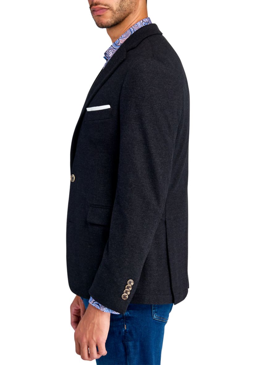 Mens Slim Fit Charcoal Plush Knit Sport Coat