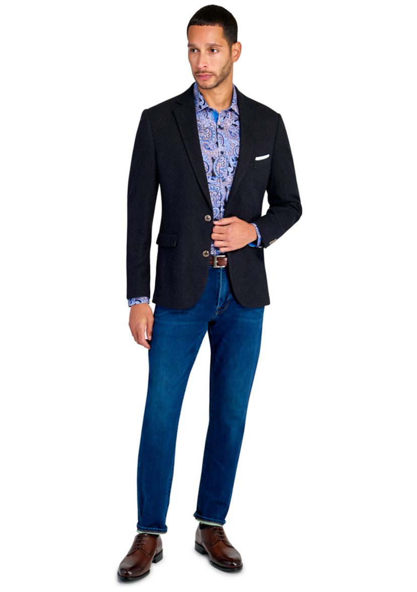 Mens Slim Fit Charcoal Plush Knit Sport Coat