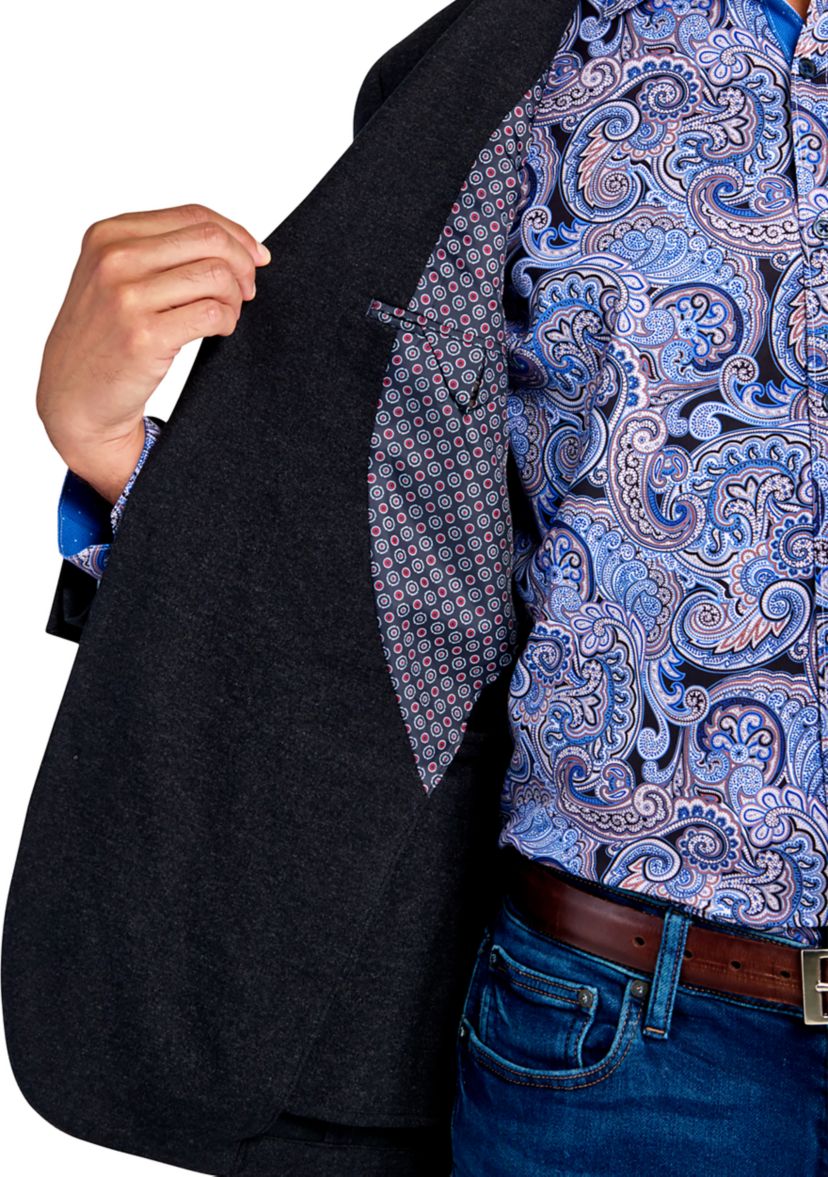 Mens Slim Fit Charcoal Plush Knit Sport Coat