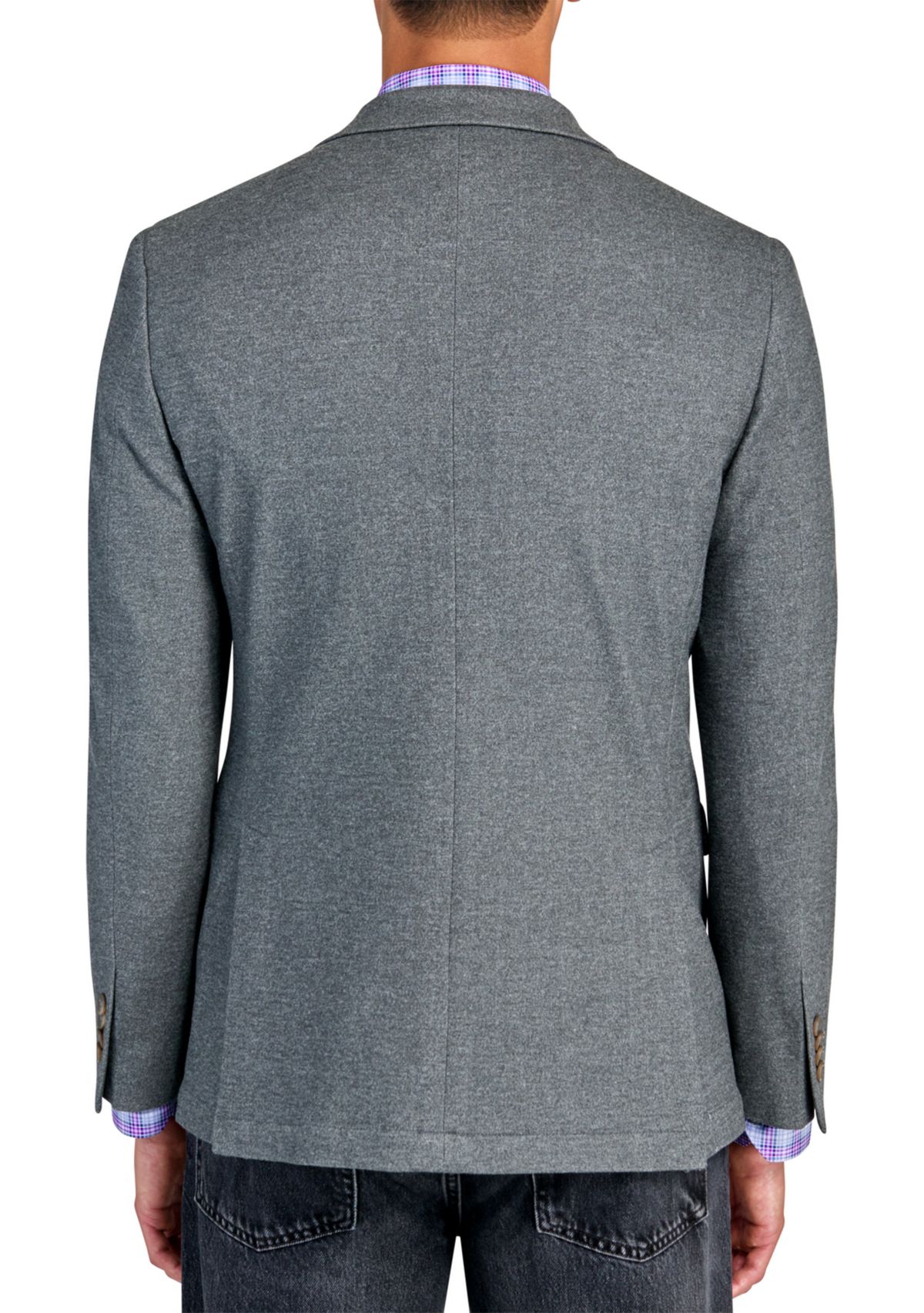 Mens Slim Fit Grey Plush Knit Sport Coat