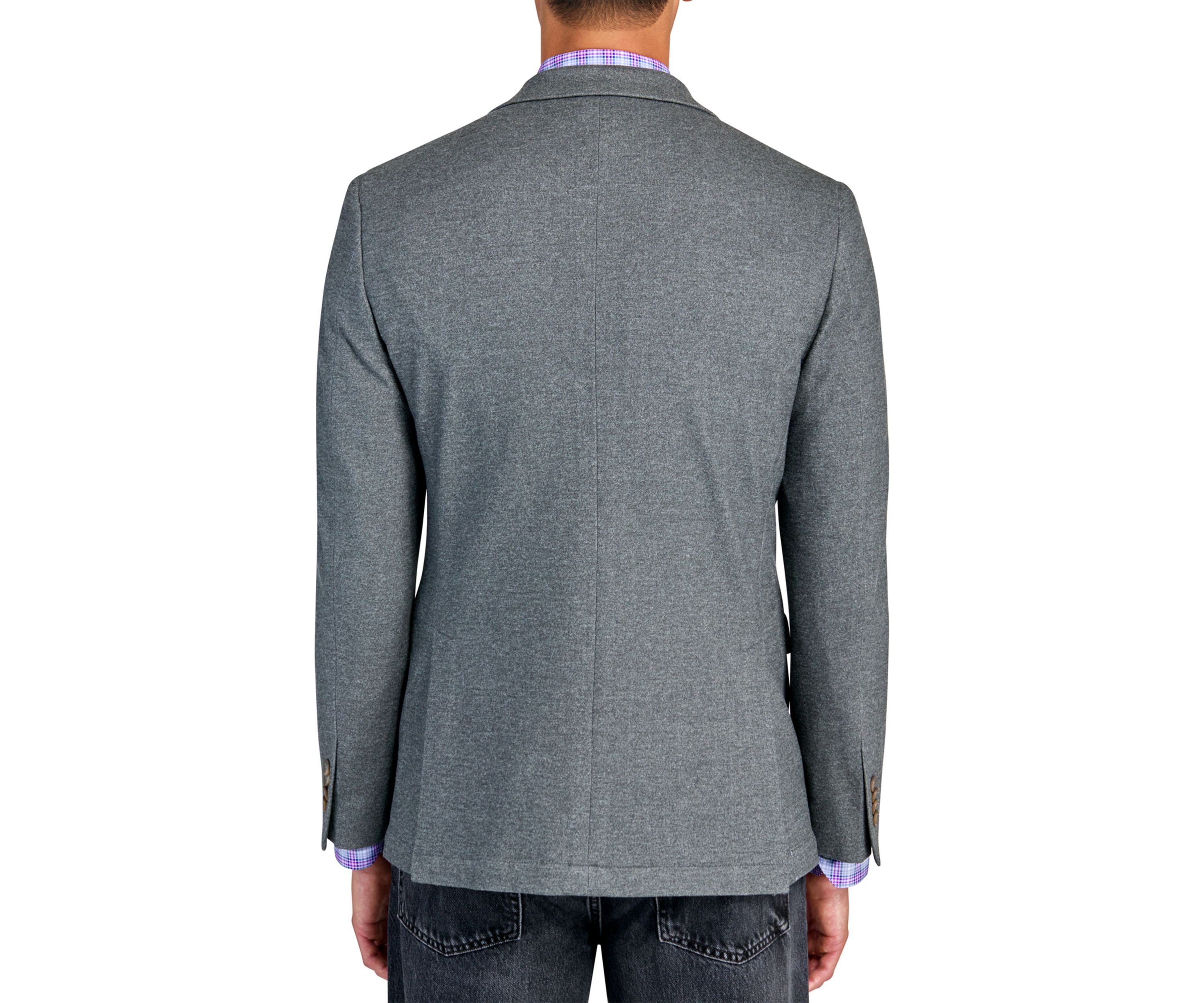 Mens Slim Fit Grey Plush Knit Sport Coat