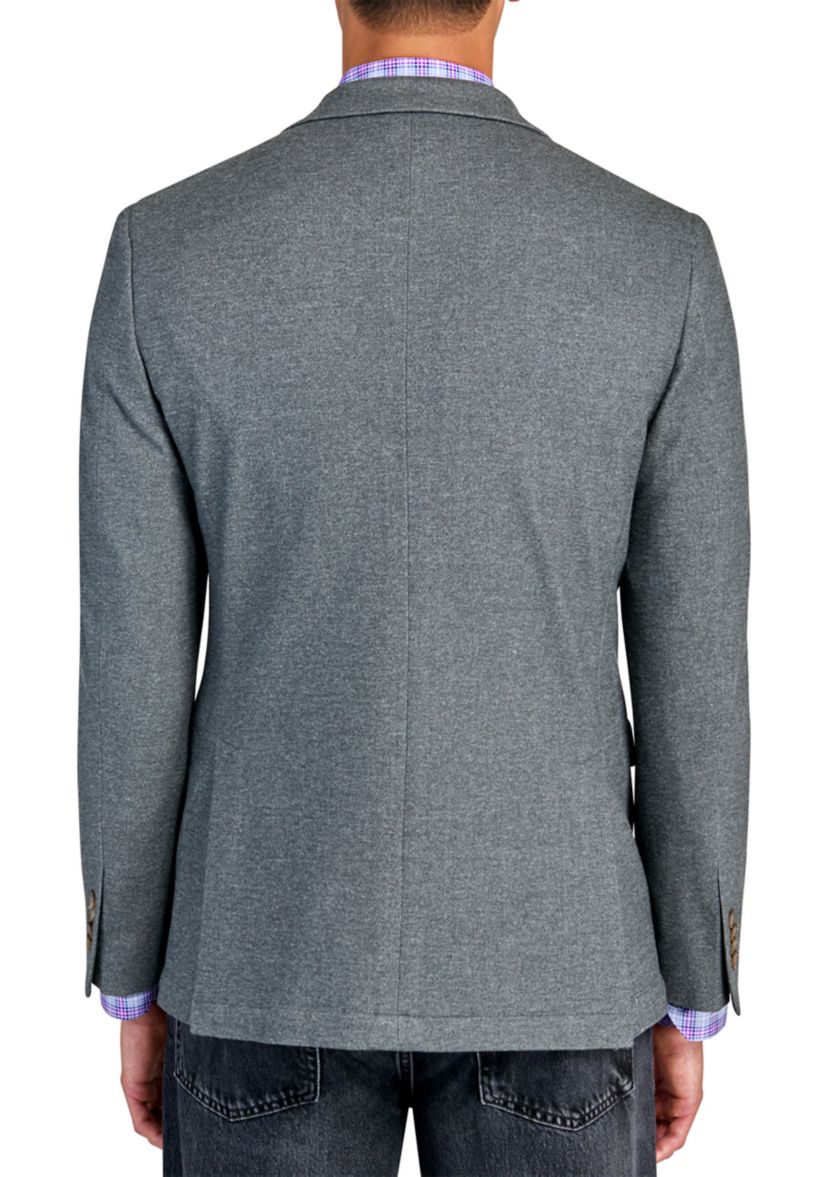 Mens Slim Fit Grey Plush Knit Sport Coat