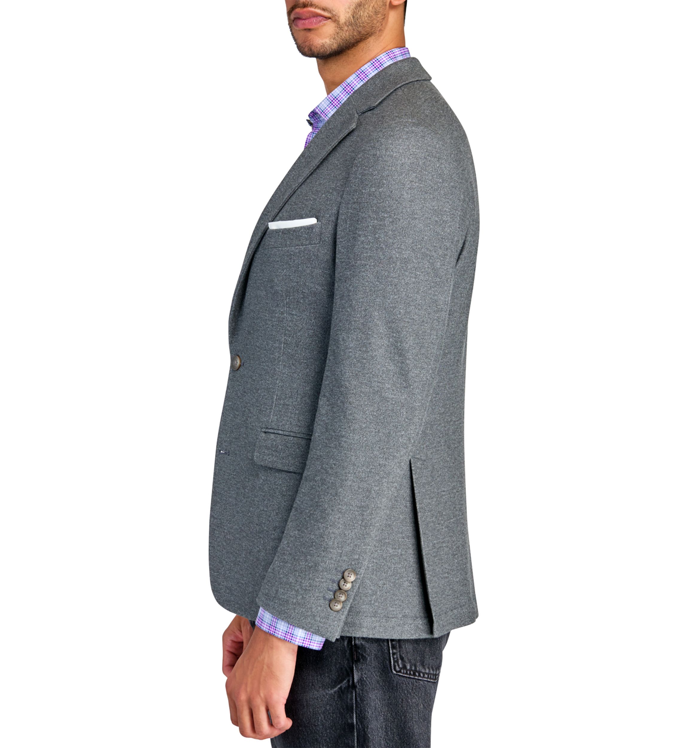 Mens Slim Fit Grey Plush Knit Sport Coat