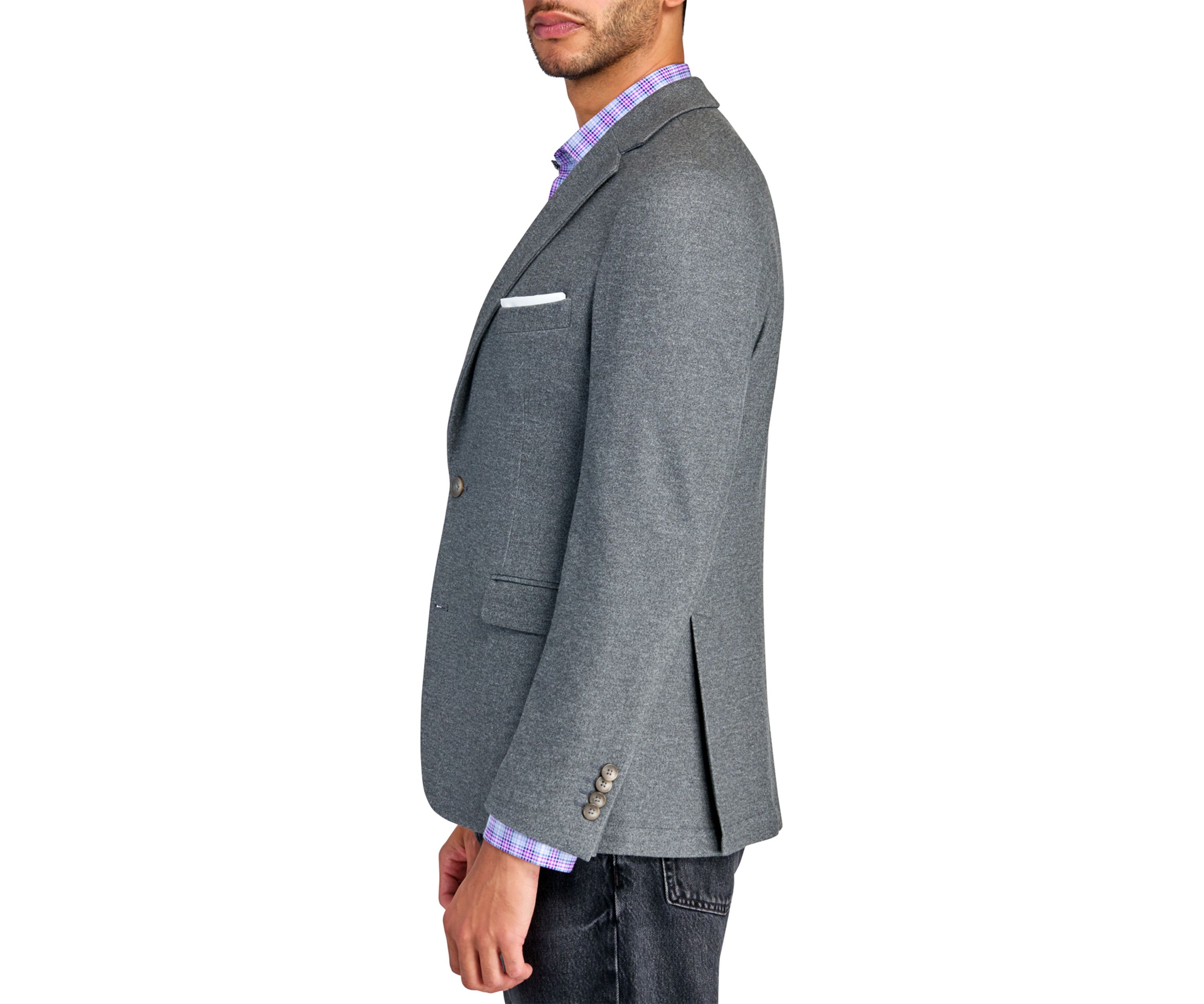 Mens Slim Fit Grey Plush Knit Sport Coat