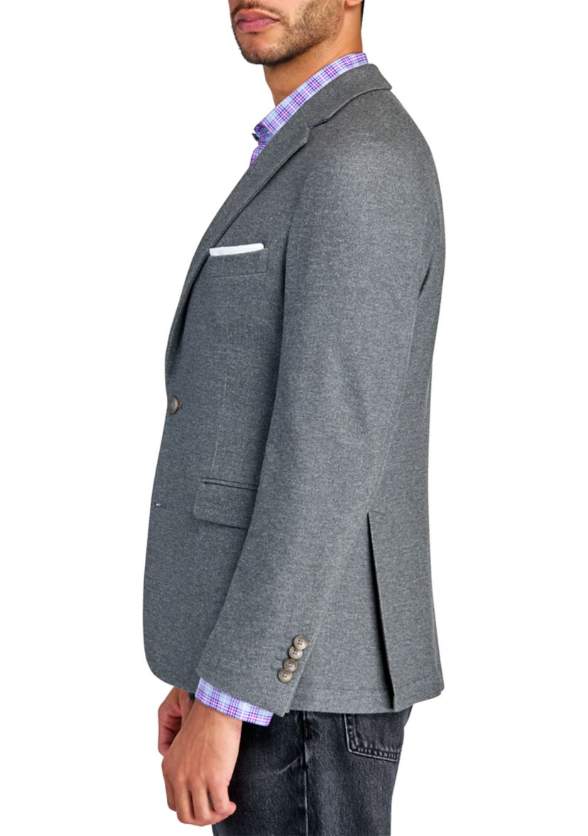 Mens Slim Fit Grey Plush Knit Sport Coat