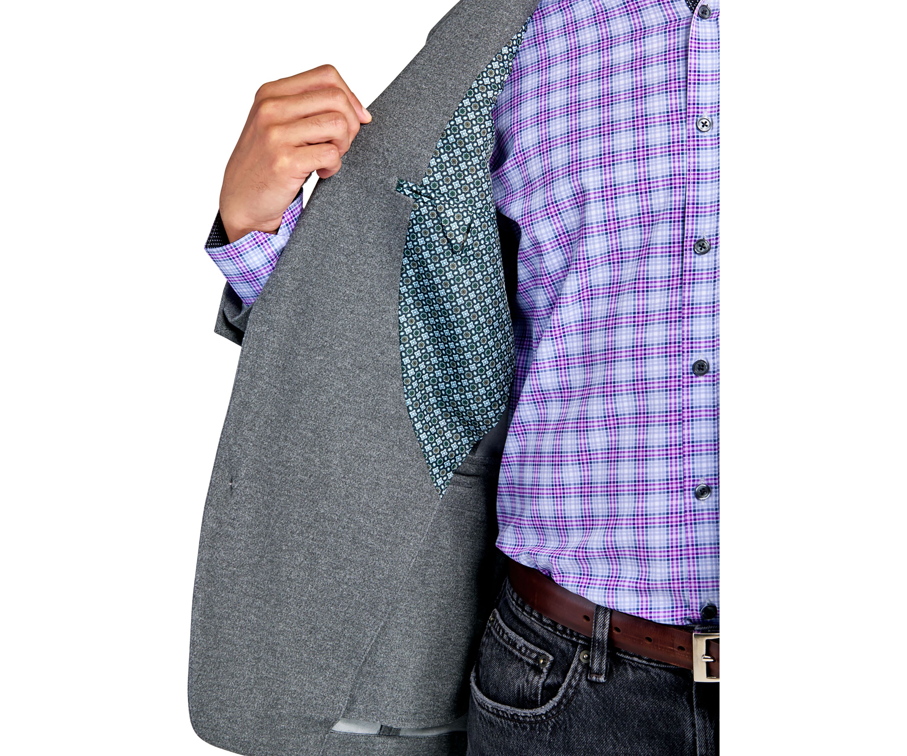 Mens Slim Fit Grey Plush Knit Sport Coat