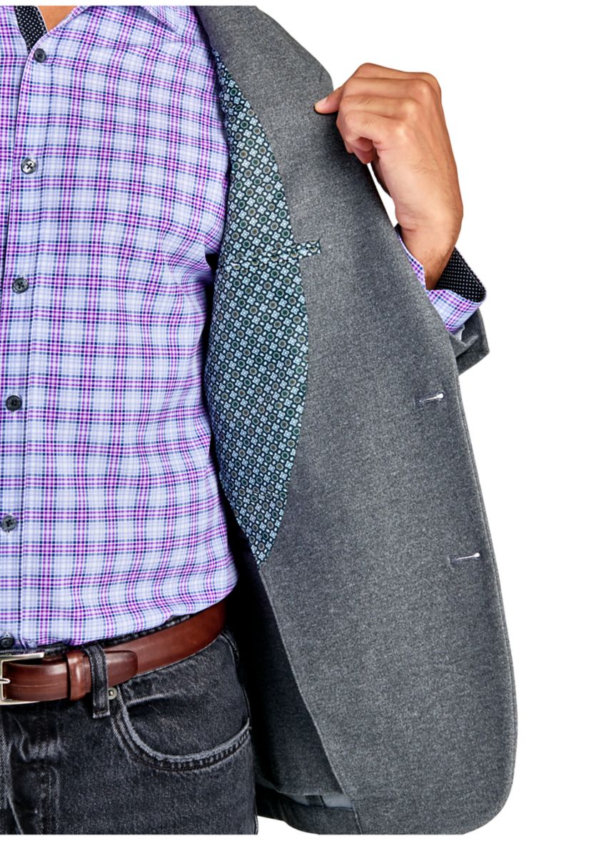 Mens Slim Fit Grey Plush Knit Sport Coat
